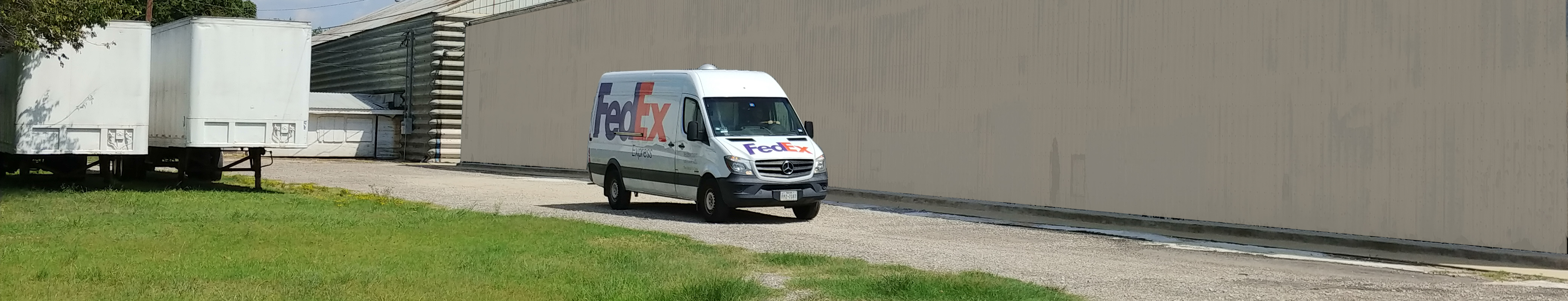 Fedex outside warehouse at Computer Fusion
