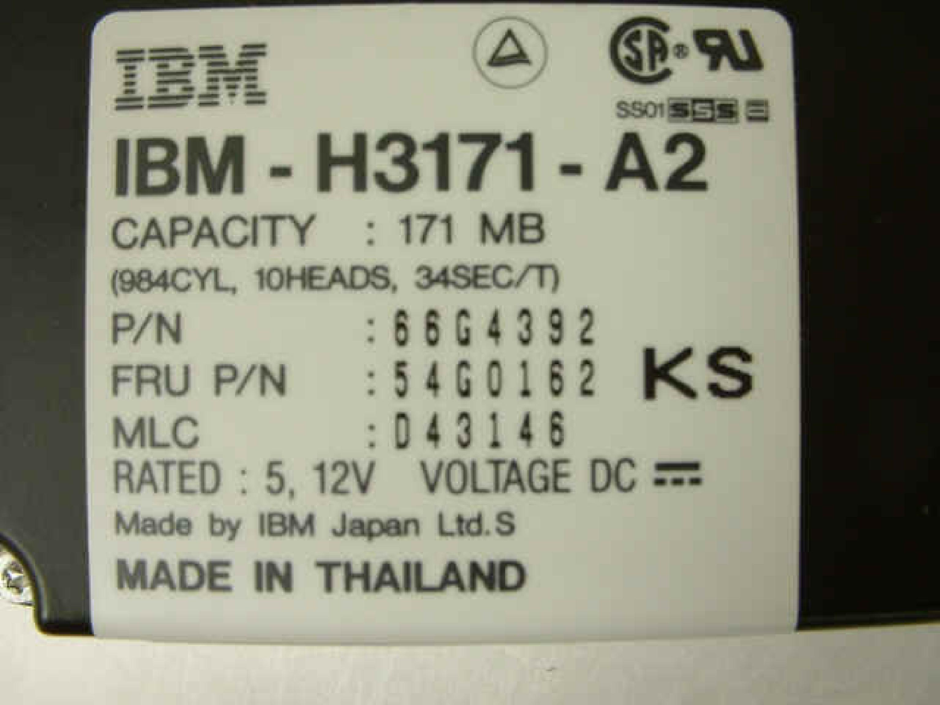 IBM 66G4392 171MB IDE FACTORY REFURB 3.5INCH