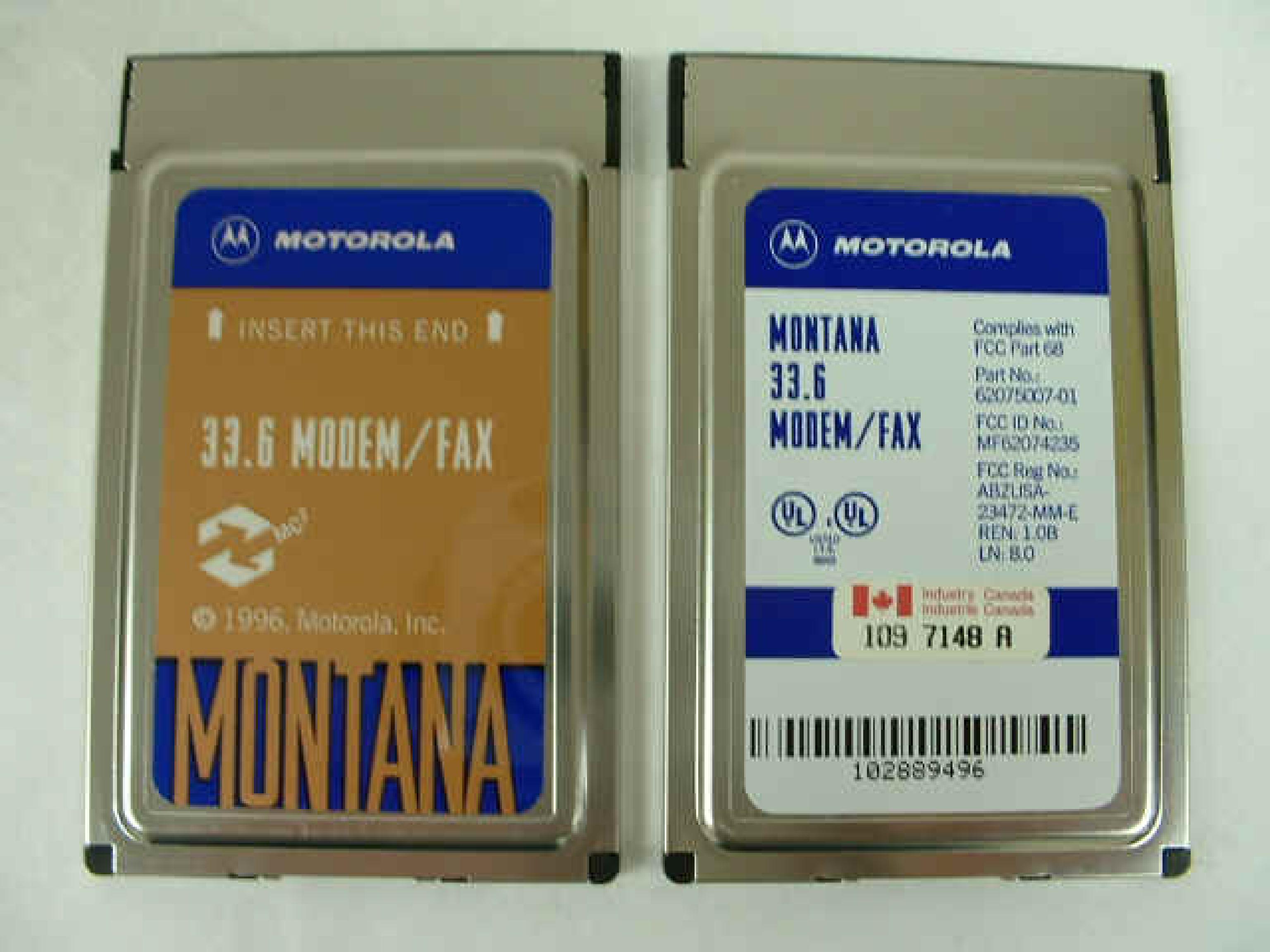 MOTOROLA 109 7148A PCMCIA 33.6 CELLULAR FAX MODEM MONTANA CARD