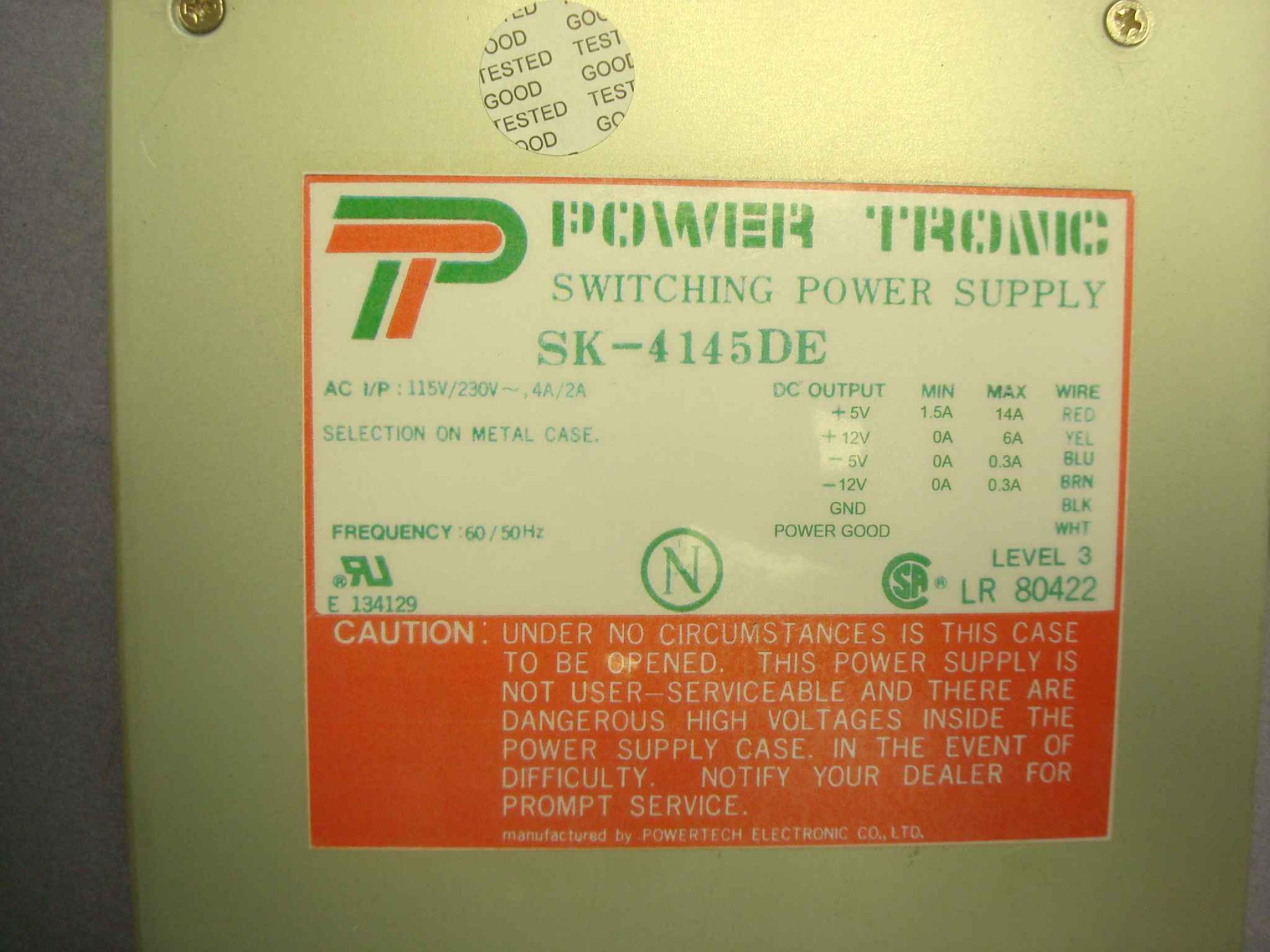 POWER TRONIC POW145001ADWW POWER SUPPLY FOR GATEWAY 145 WATT