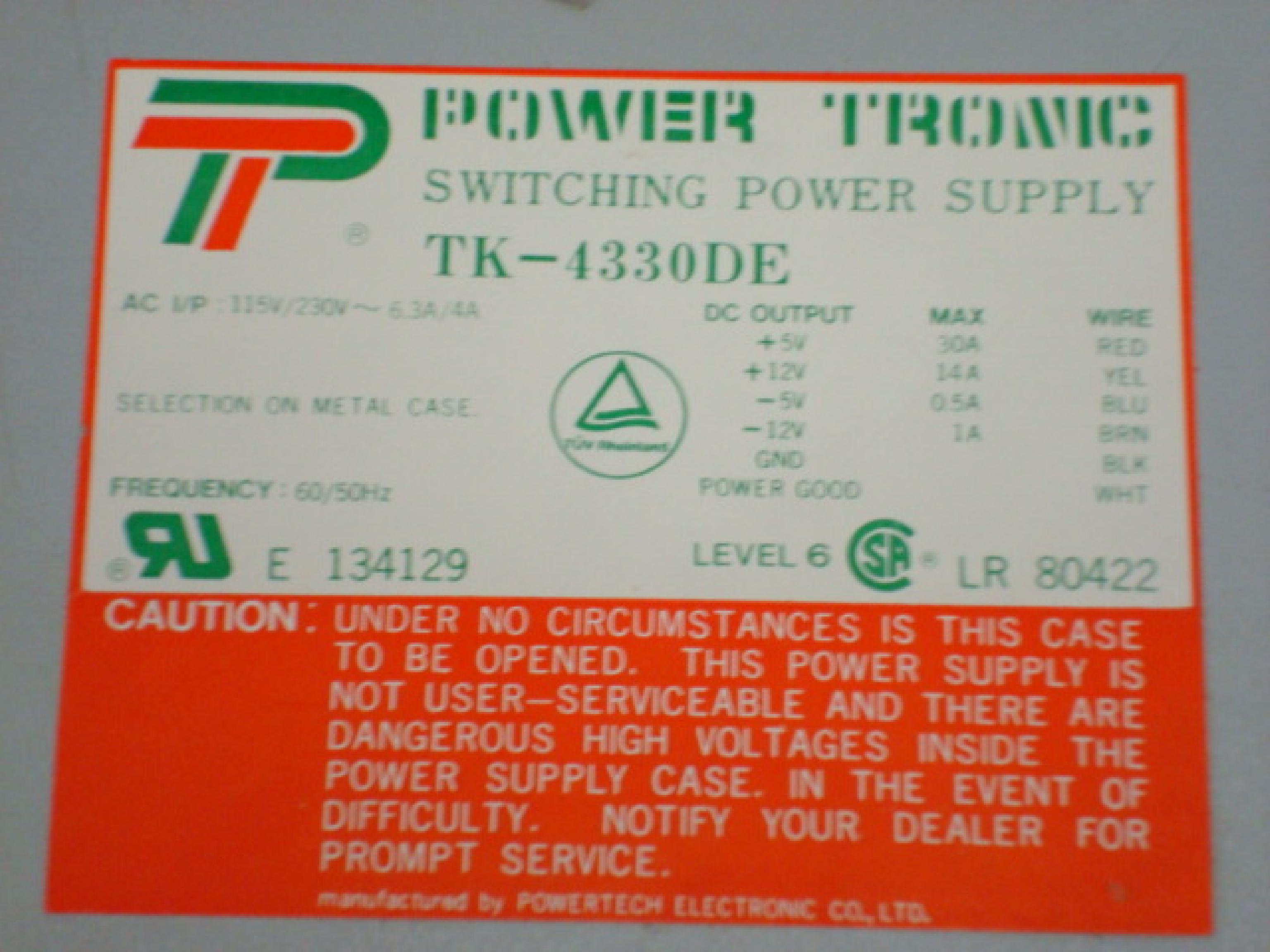 POWER TRONIC TK-4330DE POWER SUPPLY 300 WATT AT STYLE GATEWAY