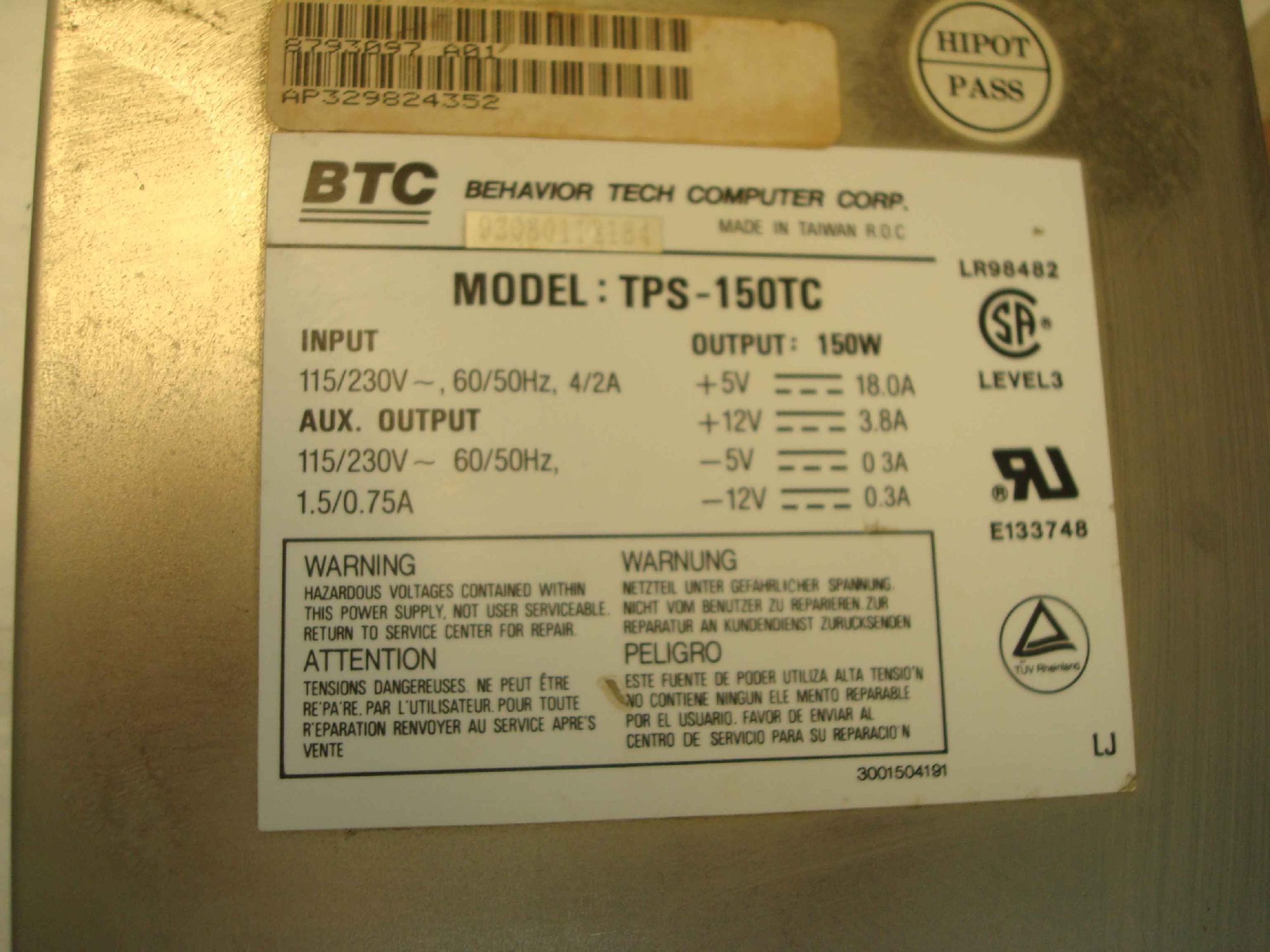 BTC TPS-150TC POWER SUPPLY