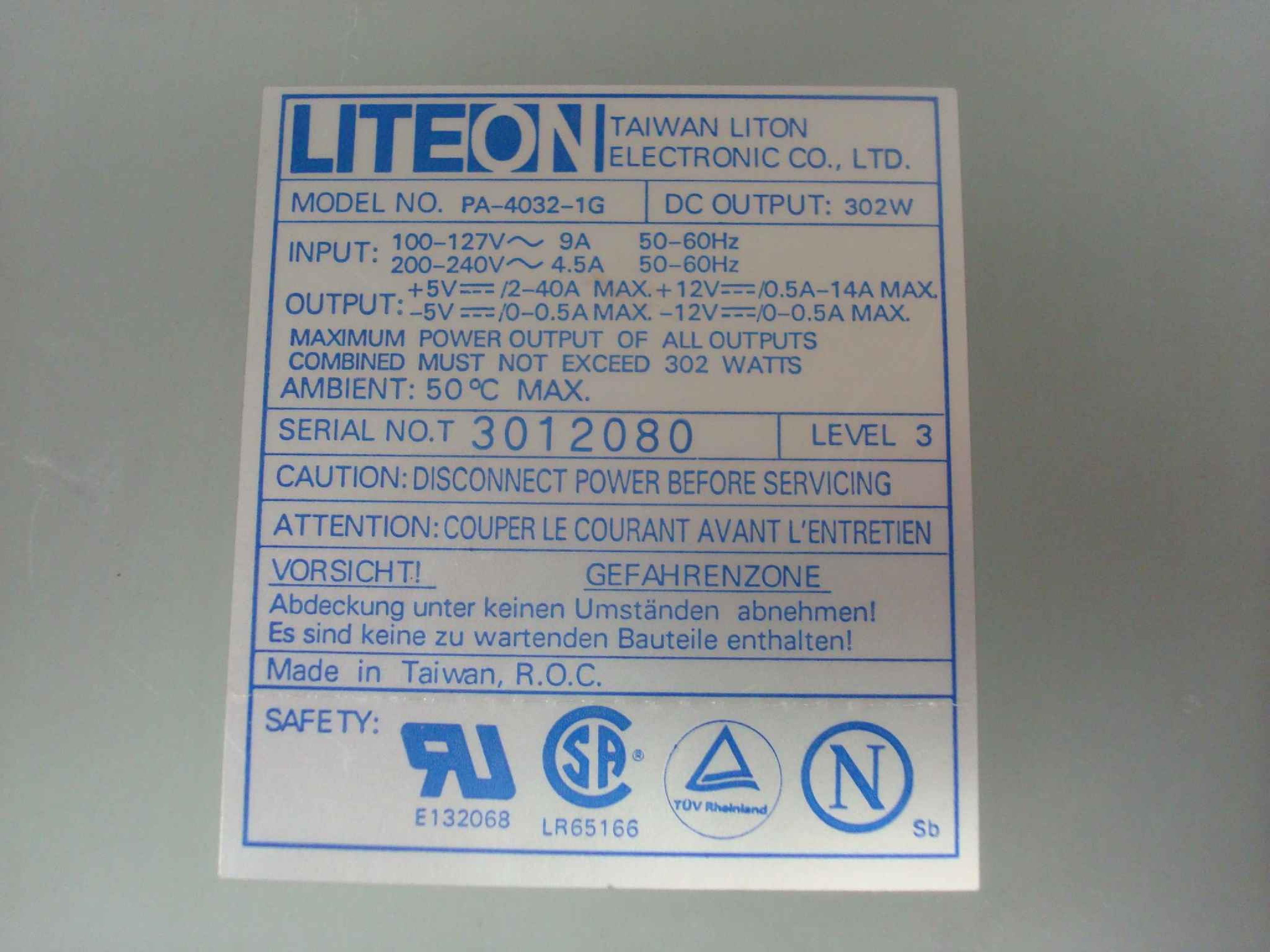 LITEON PA-4032-1G POWER SUPPLY AT STYLE 300W WITH REMOTE SOLDERED SWITCH