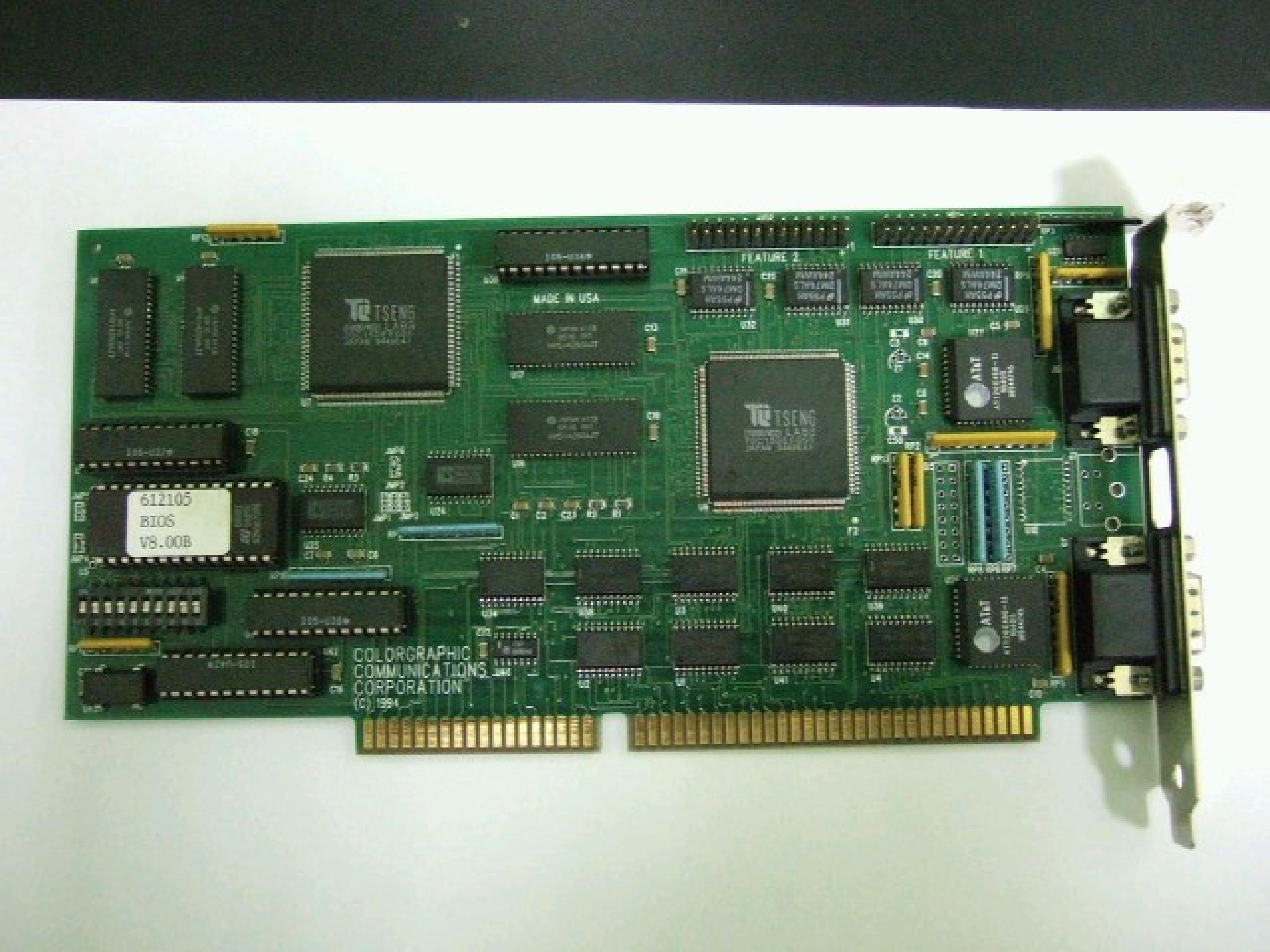 COLORGRAPHIC COMMUNICATIONS CORPORATION / HURCO PC601175-R2 REPLACEMENT ISA DUAL VGA+ COLORGRAPHIC COMMUNICATIONS