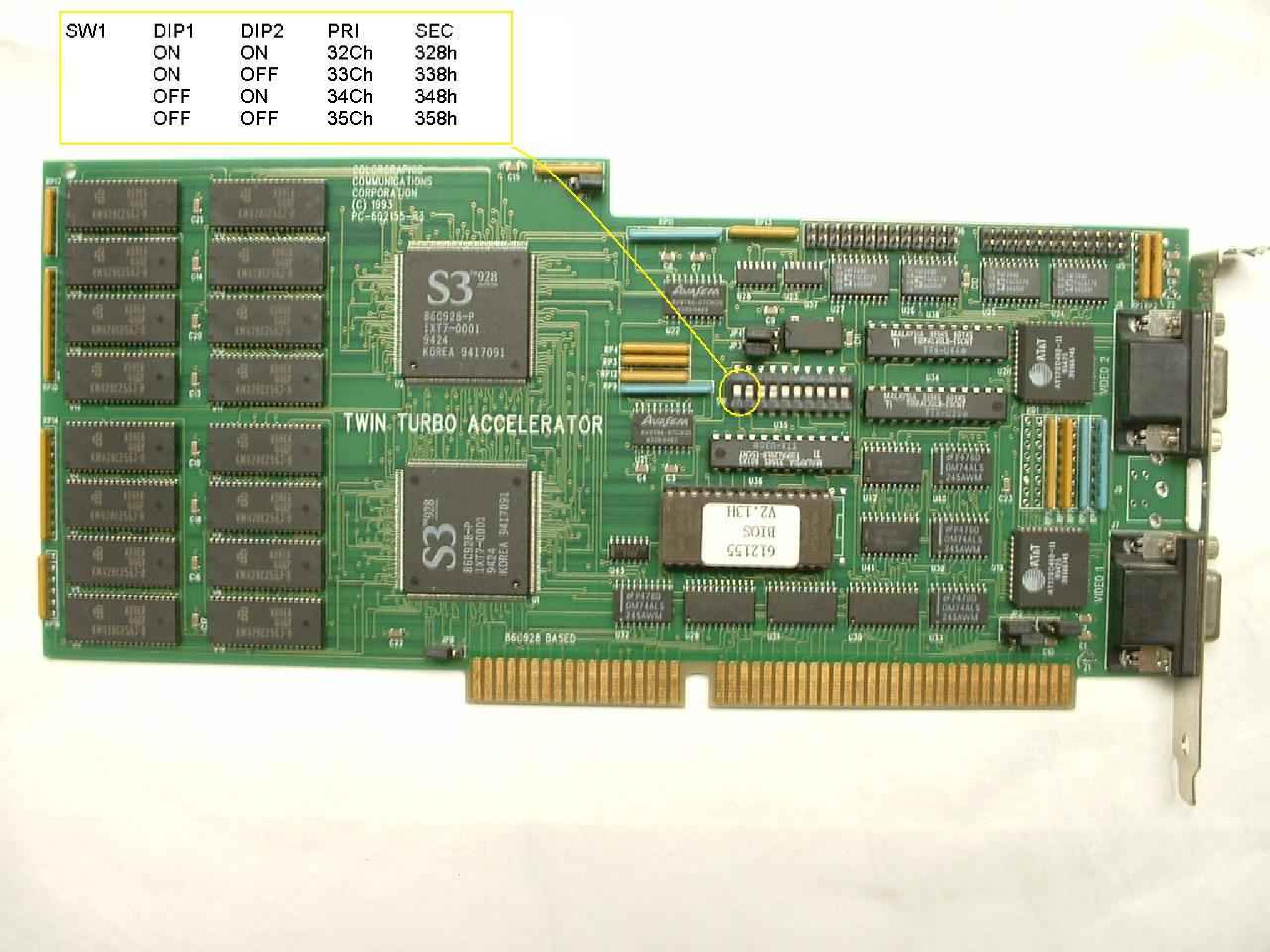 COLORGRAPHIC COMMUNICATIONS CORPORATION / HURCO PC-602155 REPLACEMENT TWIN TURBO ACCELERATOR DUAL PORT VGA ISA