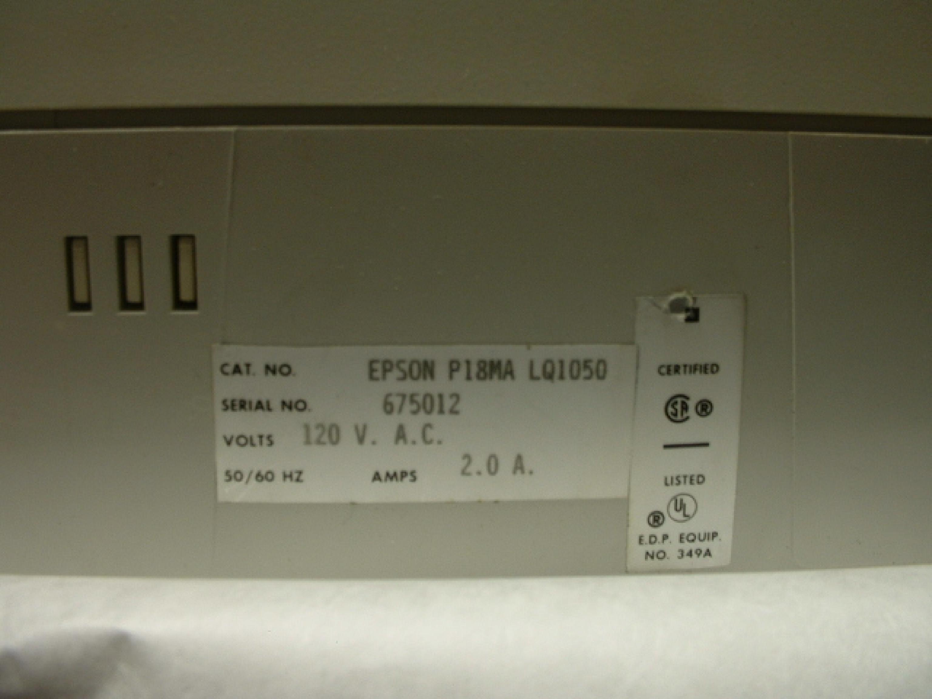 EPSON P18MA LQ1050 NICE CONDITION, WITH COMPLETE PLASTIC PARTS