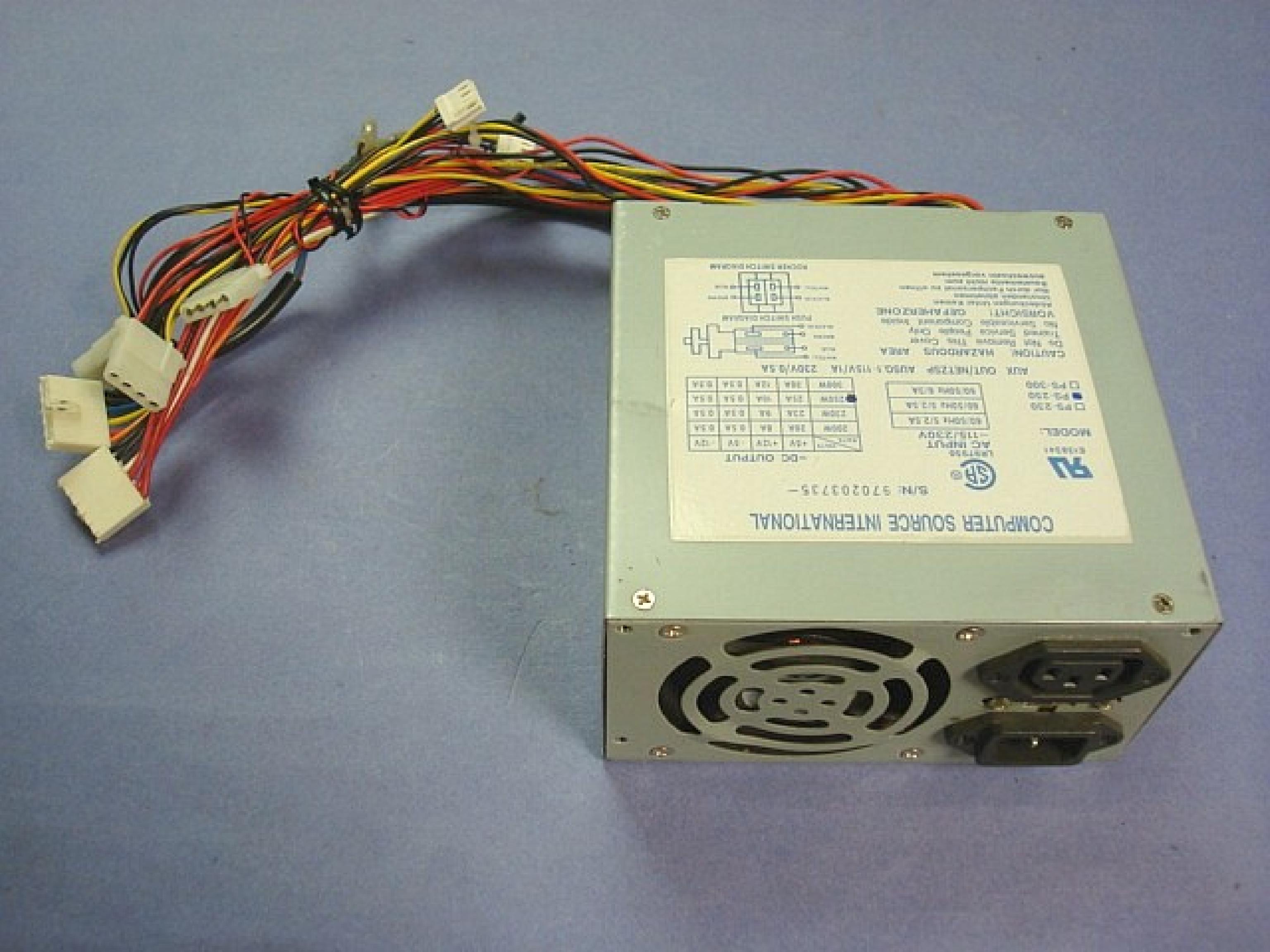 COMPUTER SOURCE INTERNATIONAL PS-250 250W AT STYLE POWER SUPPLY WITH REMOTE SWITCH