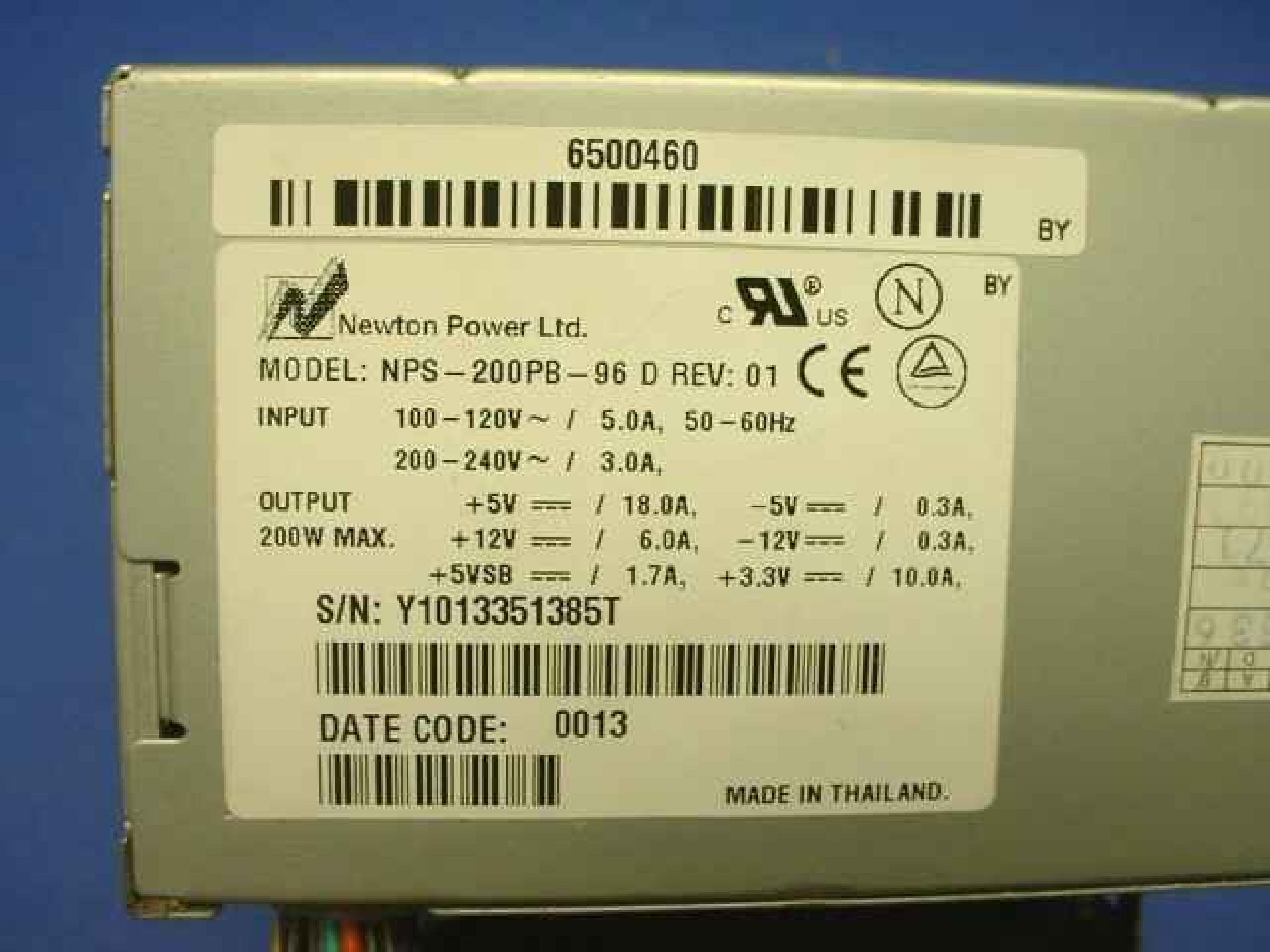 NEWTON POWER LTD NPS-200PB-96 D CLONE POWER SUPPLY WITH EXTERNAL FAN 200W 20 PIN ATX