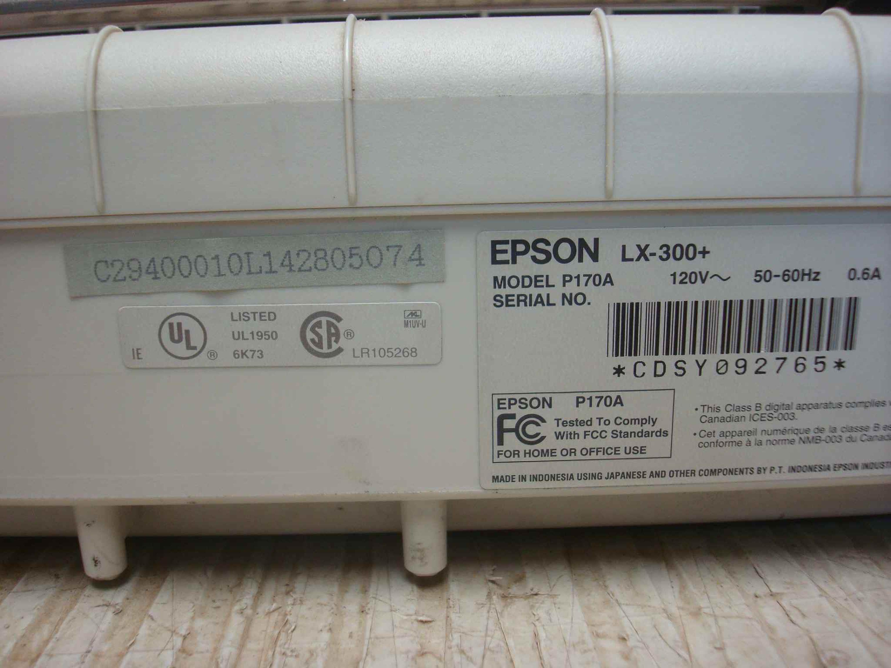 EPSON LX-300+ MODEL LX-300+ NARROW CARRIAGE PRINTER