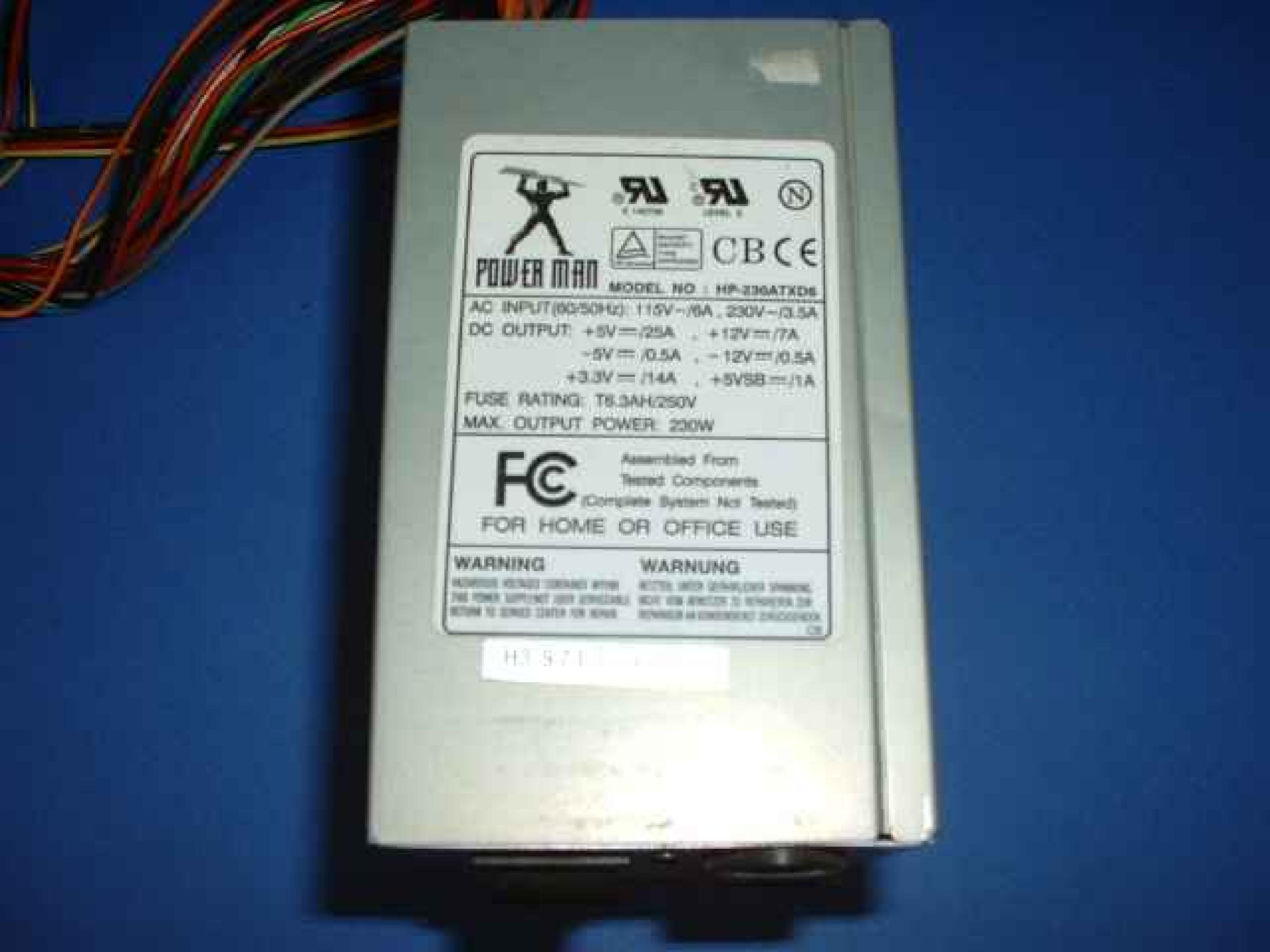 HIPRO / FSP GROUP / SPARKLE POWER INTL LTD / POWER MAN / YATE LOON / AOPEN / ACER HP-230ATXD6 230 WATT POWER SUPPLY ATX