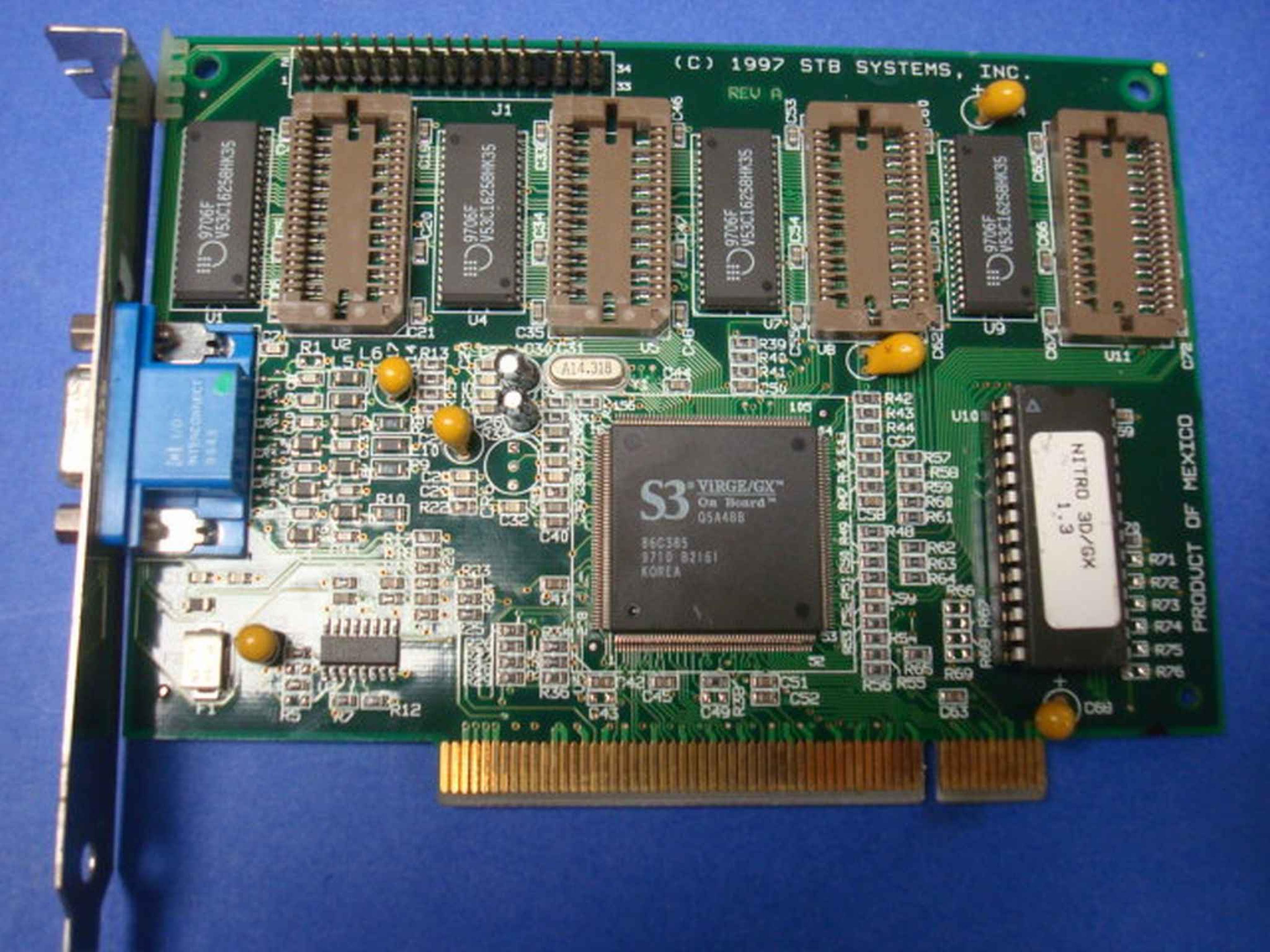 STB SYSTEMS INC / PARADISE 1X0-0491-003 S3 VGA PCI VIRGE/GX NITRO 3D/GX Q5A4BB 86C385 EDO VIDEO CARD Q5C4BB TRIO64 HAEA2 86C764-P