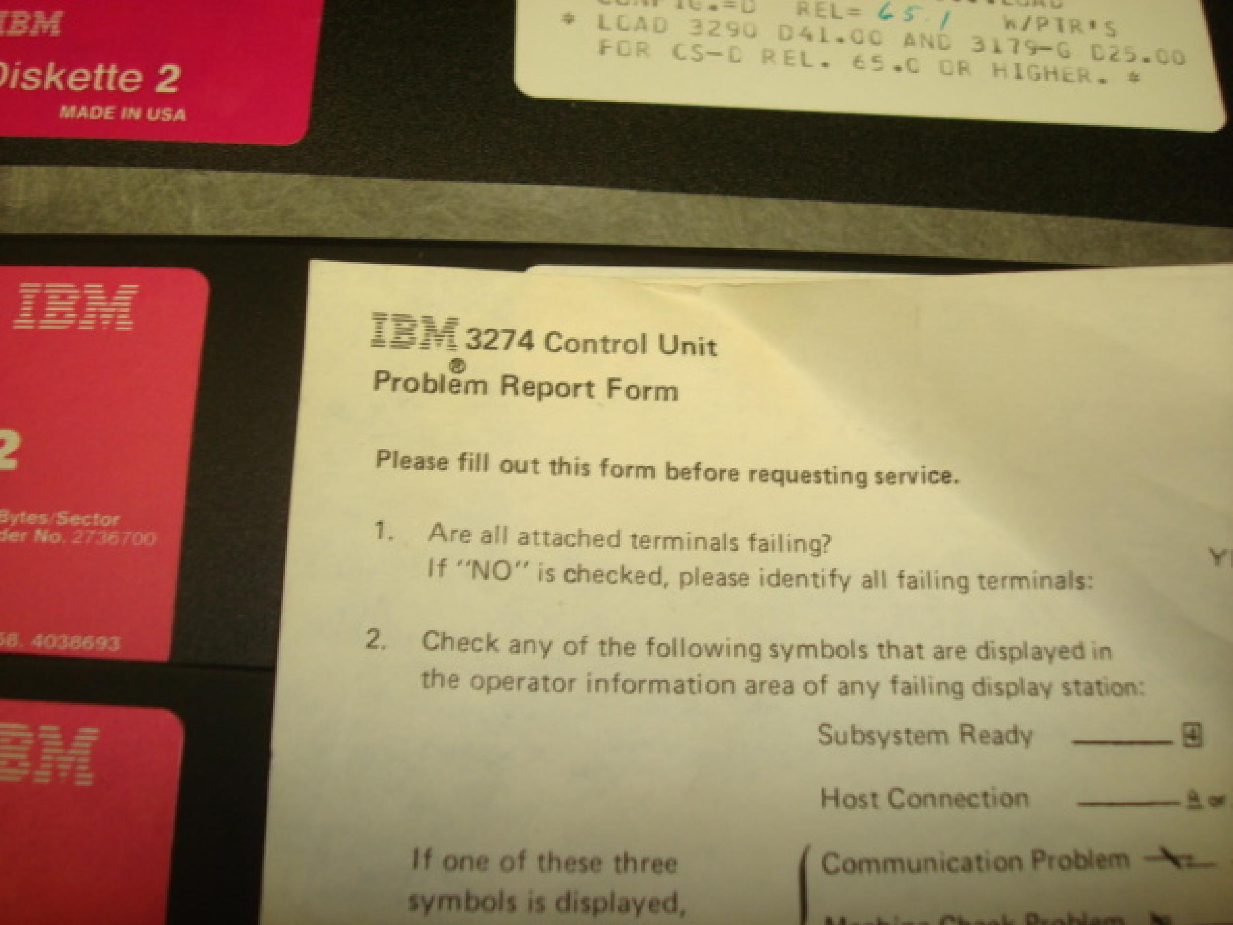 IBM 3274 3274 CONTROL UNIT, WITH MANUAL AND DISKETTES, 32 PORT 3270 TERMINAL CONTROLLERS AND PRINTERS