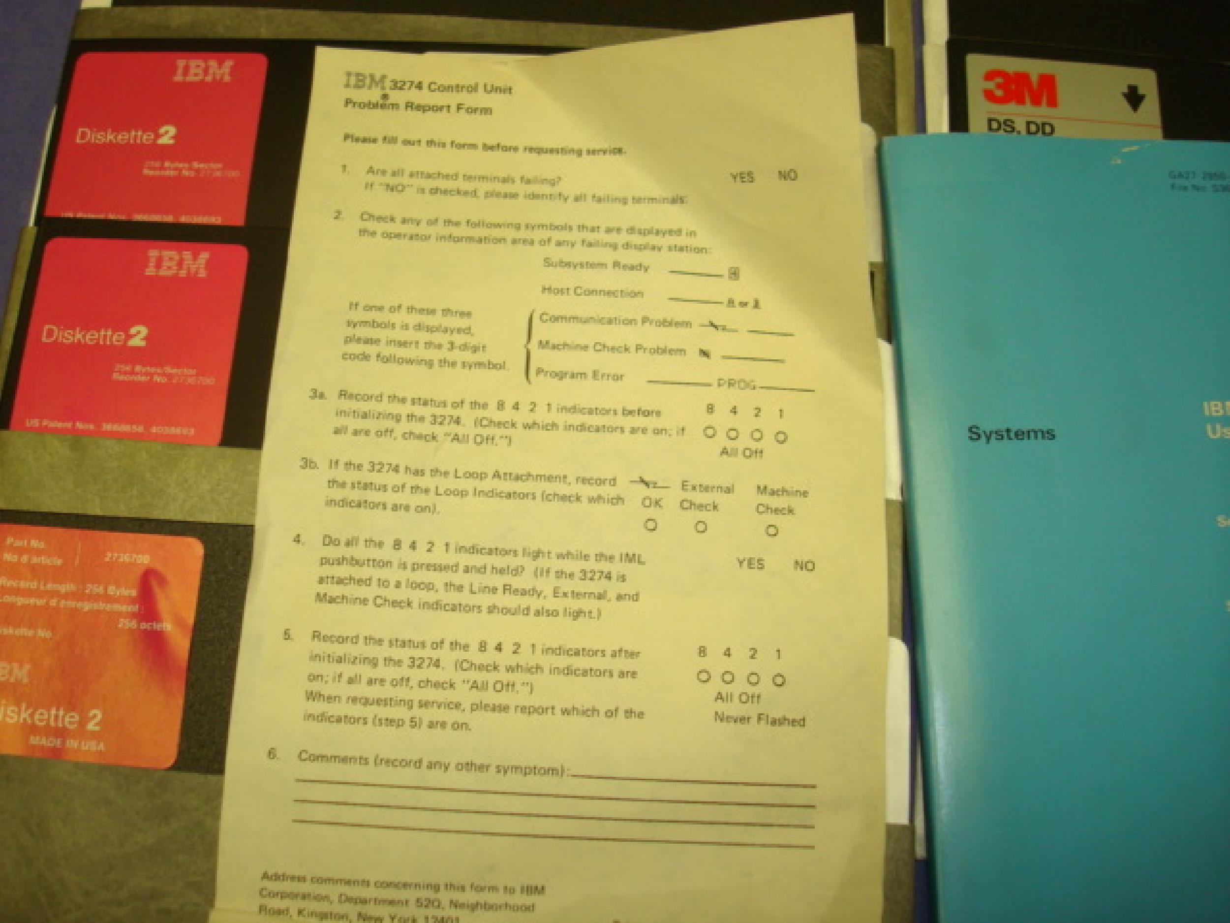 IBM 3274 3274 CONTROL UNIT, WITH MANUAL AND DISKETTES, 32 PORT 3270 TERMINAL CONTROLLERS AND PRINTERS