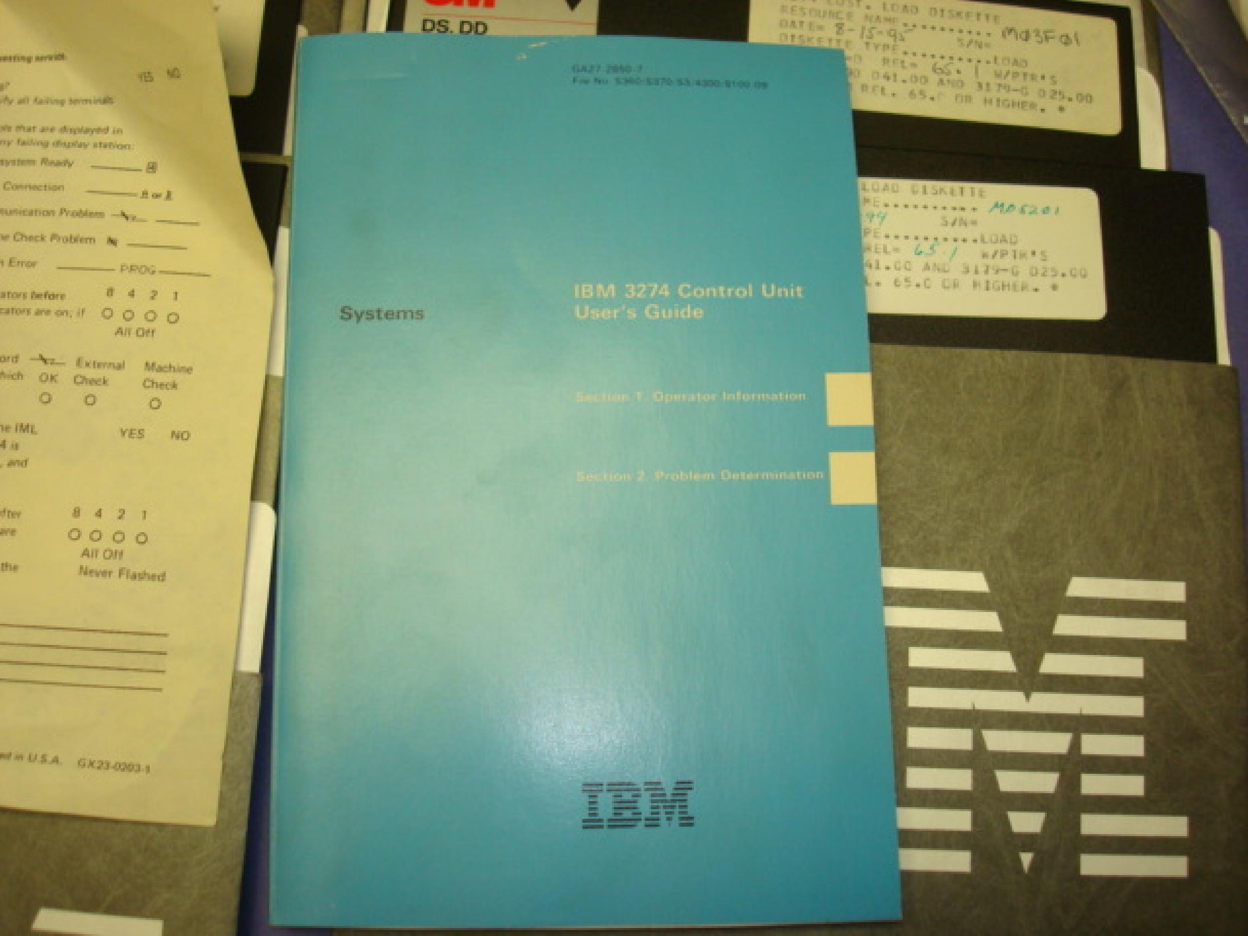 IBM 3274 3274 CONTROL UNIT, WITH MANUAL AND DISKETTES, 32 PORT 3270 TERMINAL CONTROLLERS AND PRINTERS