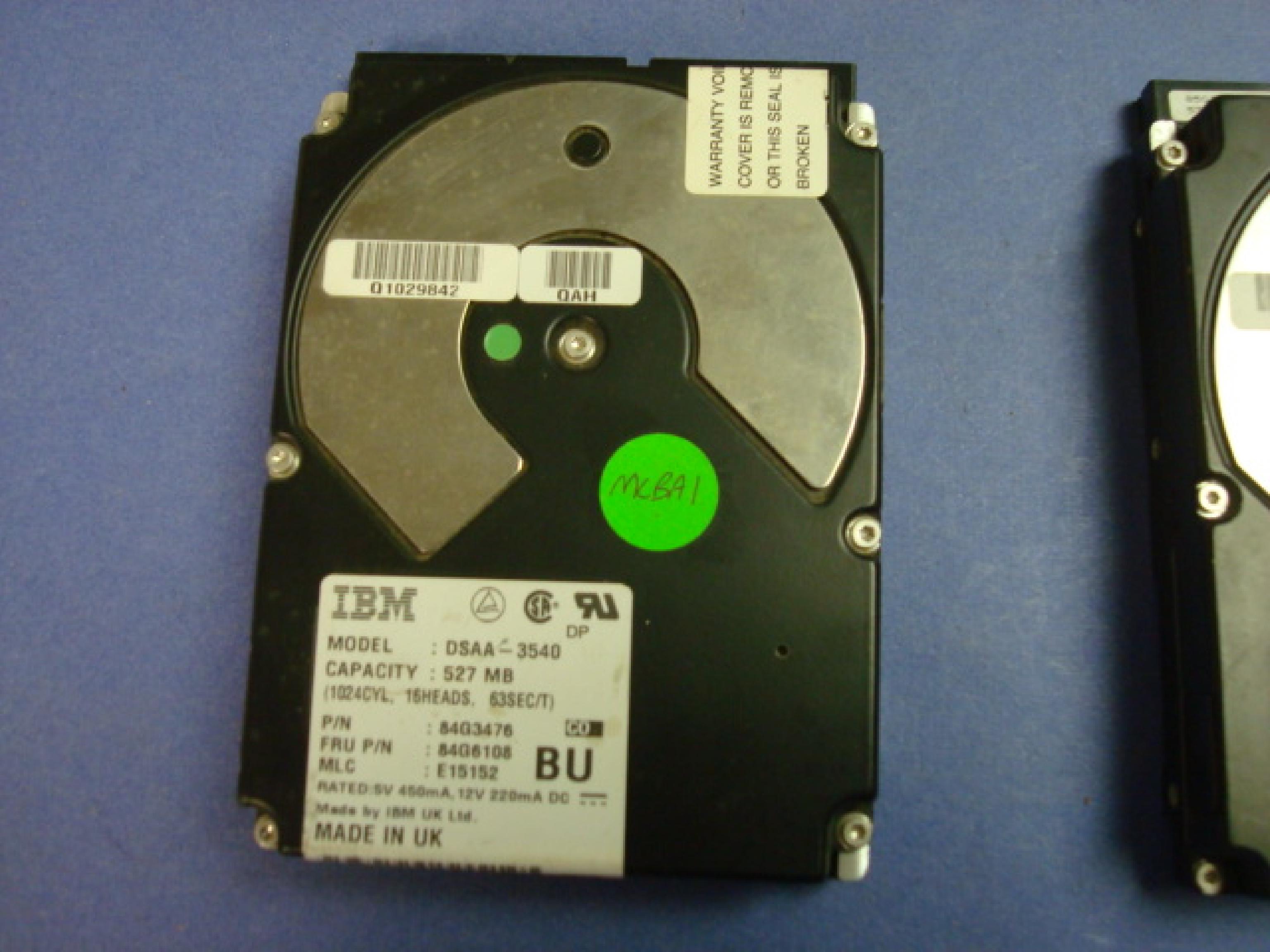 IBM / QUANTUM DSAA-3540 527MB IDE 3.5INCH HARD DRIVE 540MB 3.5