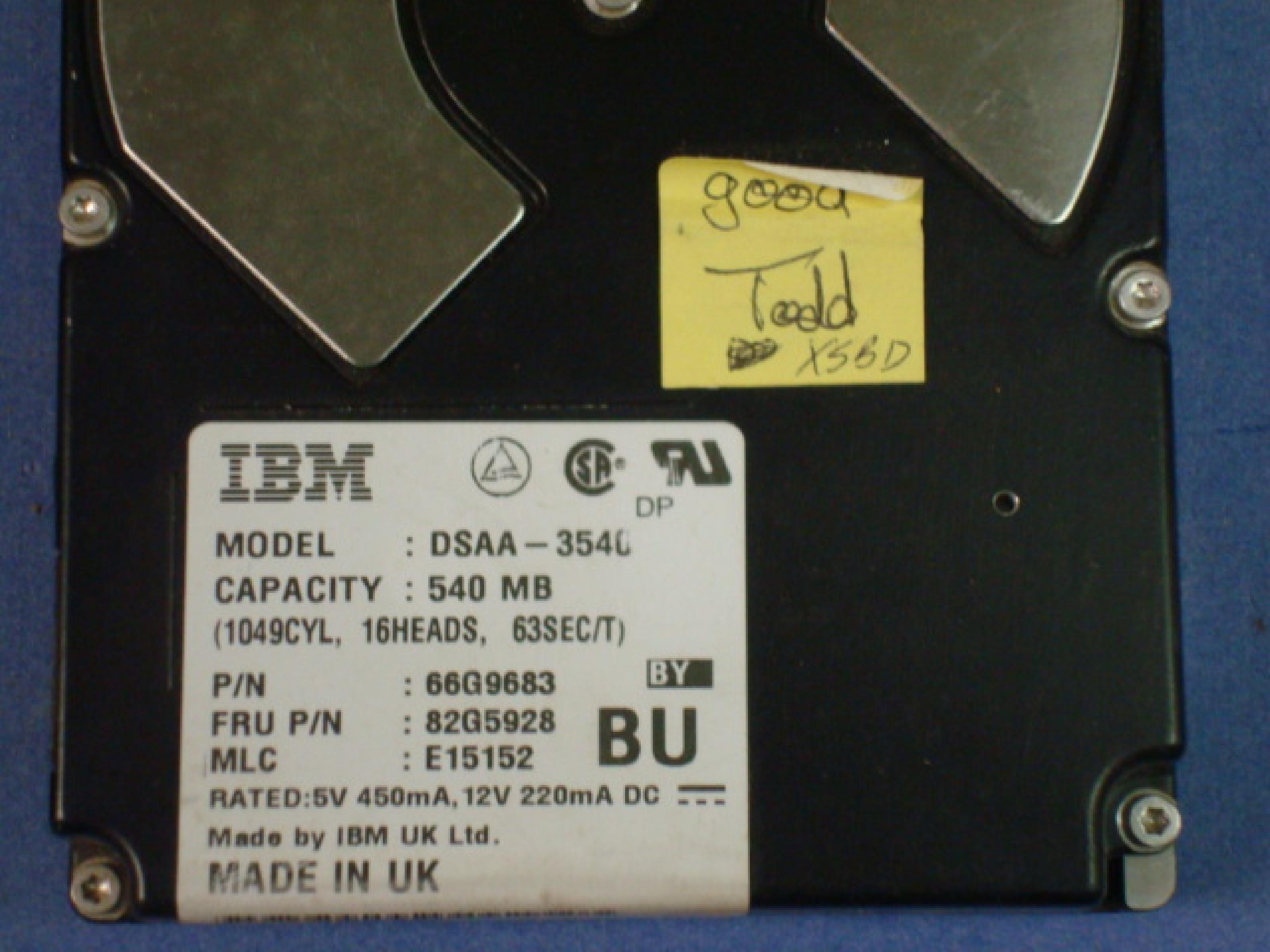 IBM / QUANTUM DSAA-3540 527MB IDE 3.5INCH HARD DRIVE 540MB 3.5