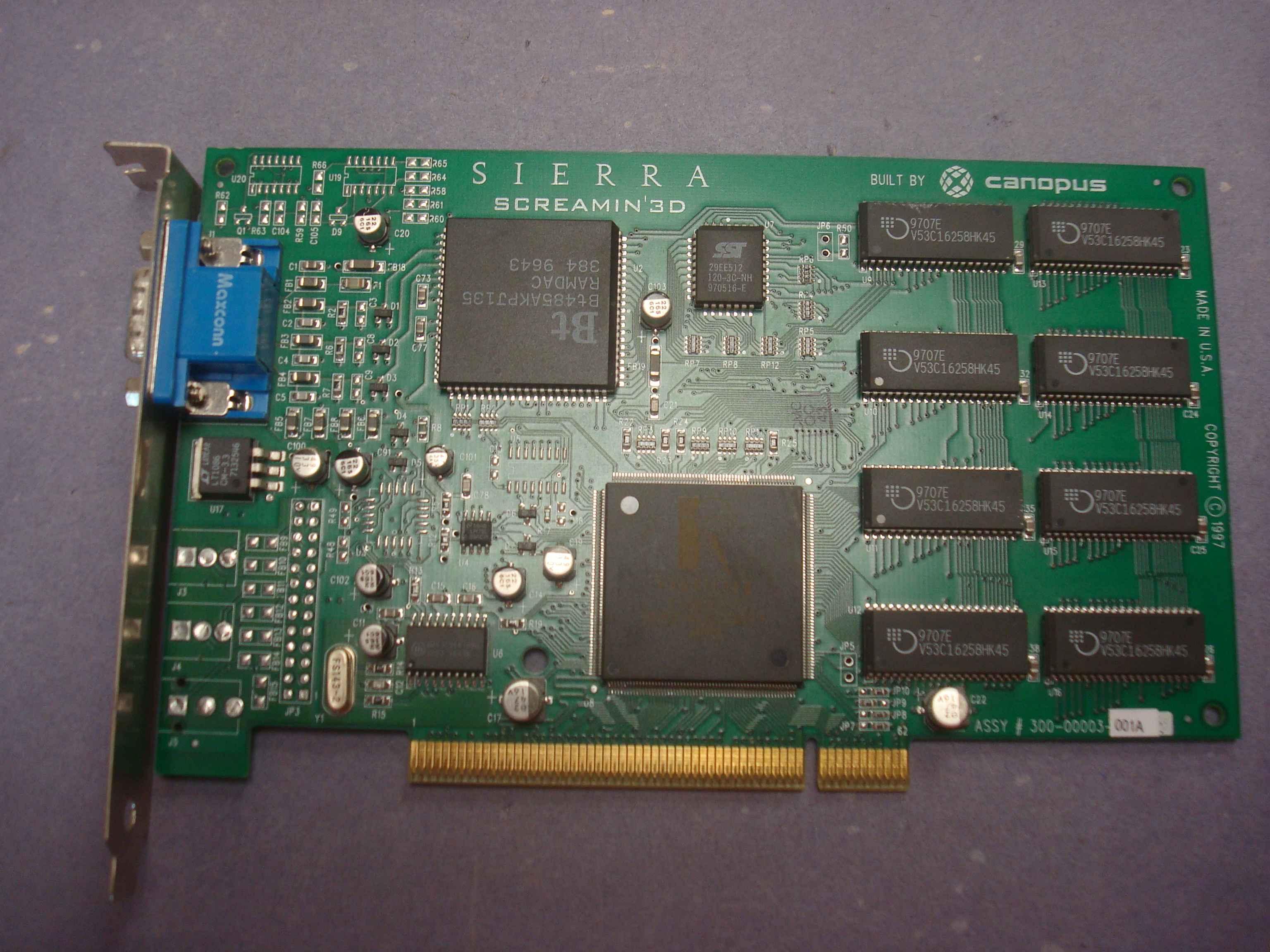 SIERRA / CANOPUS 300-00003-001A0 SCREAMIN'3D PCI VIDEO CARD