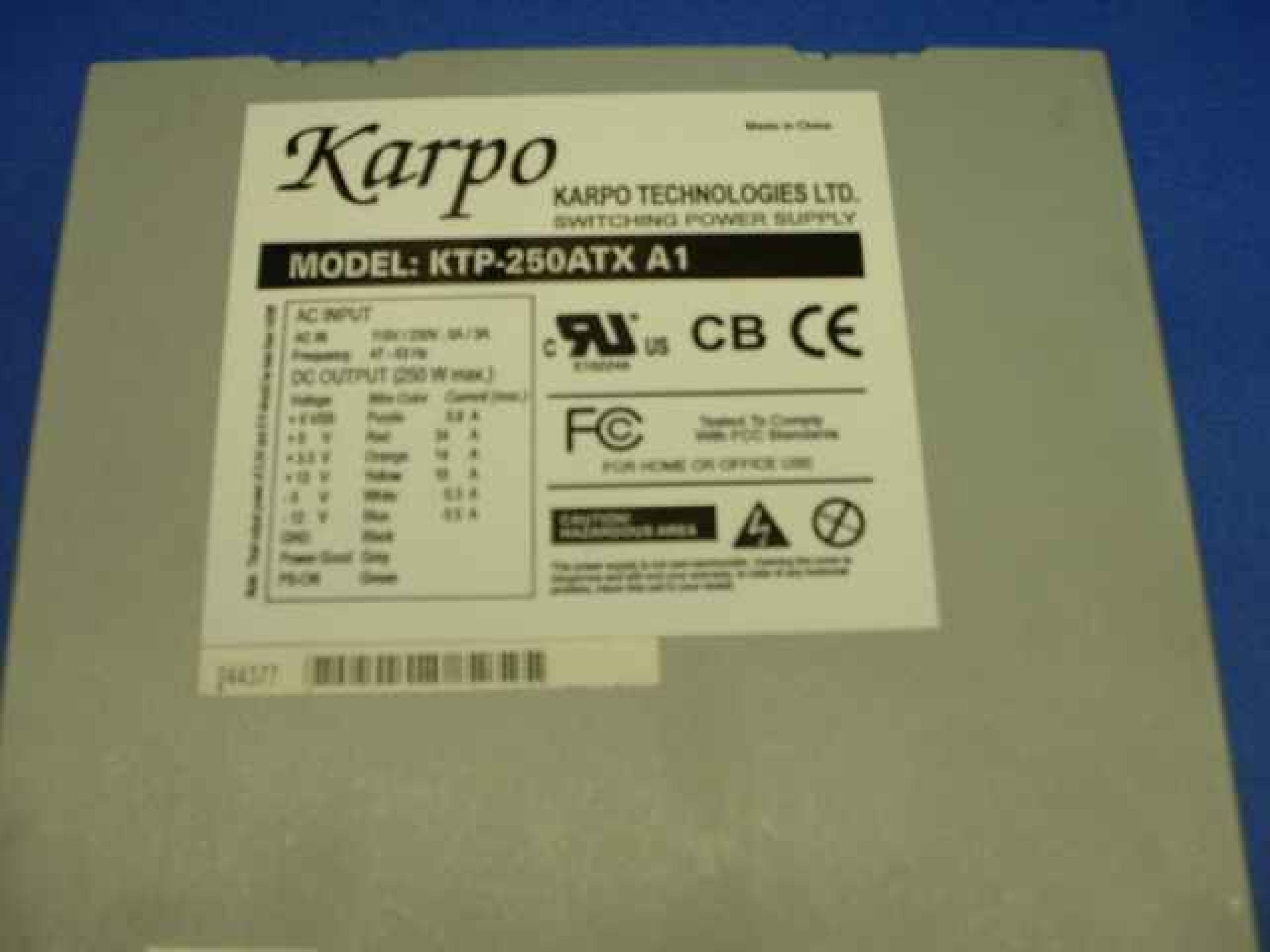 KARPO KTP-250ATXA1 250WATT ATX POWER SUPPLY