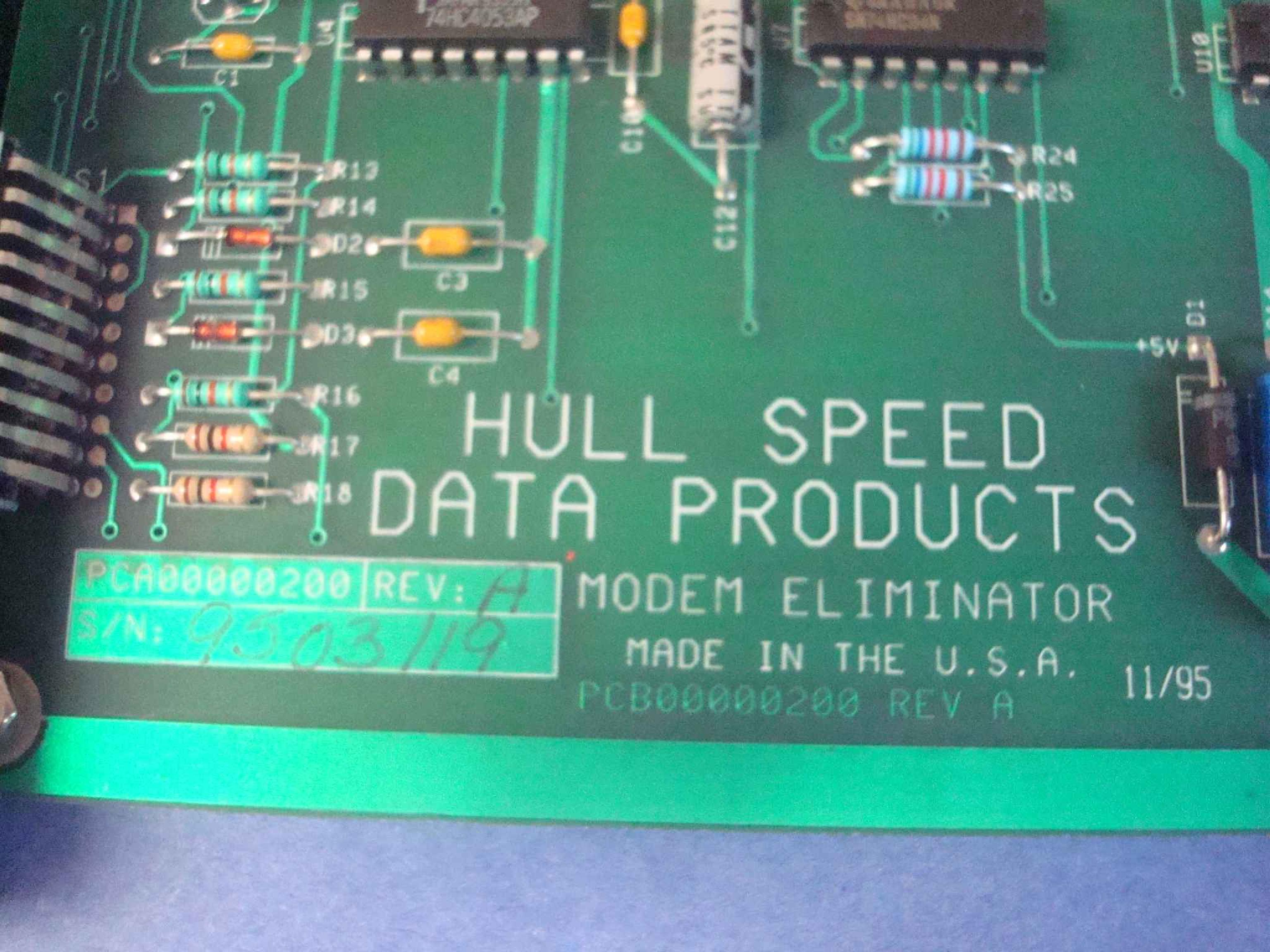 HULL SPEED ME-232FS MODEM ELIMINATOR WITH FREQUENCY SYNTHESIZER RACKMOUNT CARD TAS0200-2 ME-232FS