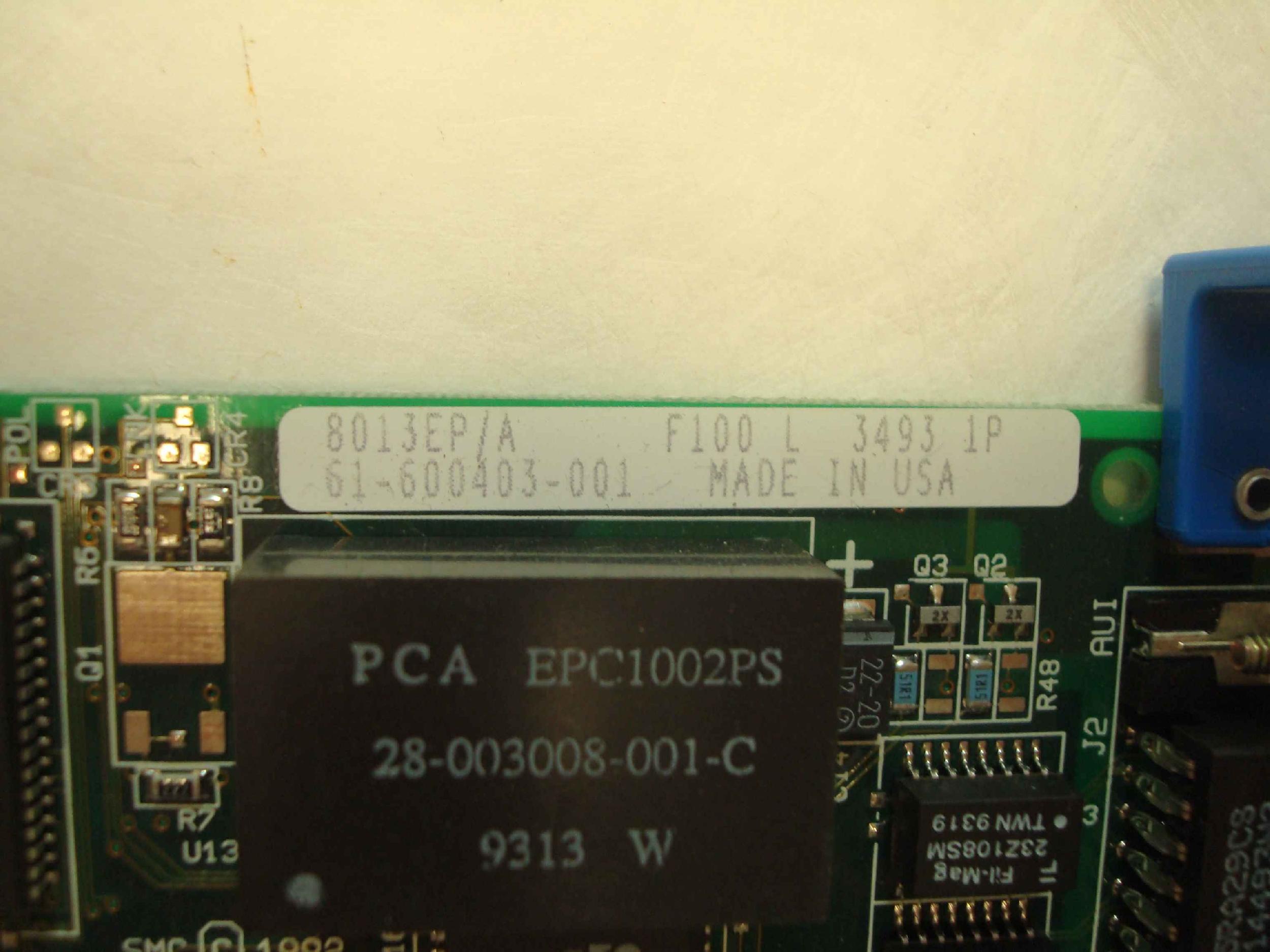 SMC / STANDARD MICROSYSTEMS CORPORATION 8013EP/A MICROCHANNEL ETHERNET CARD COAX AND AUI