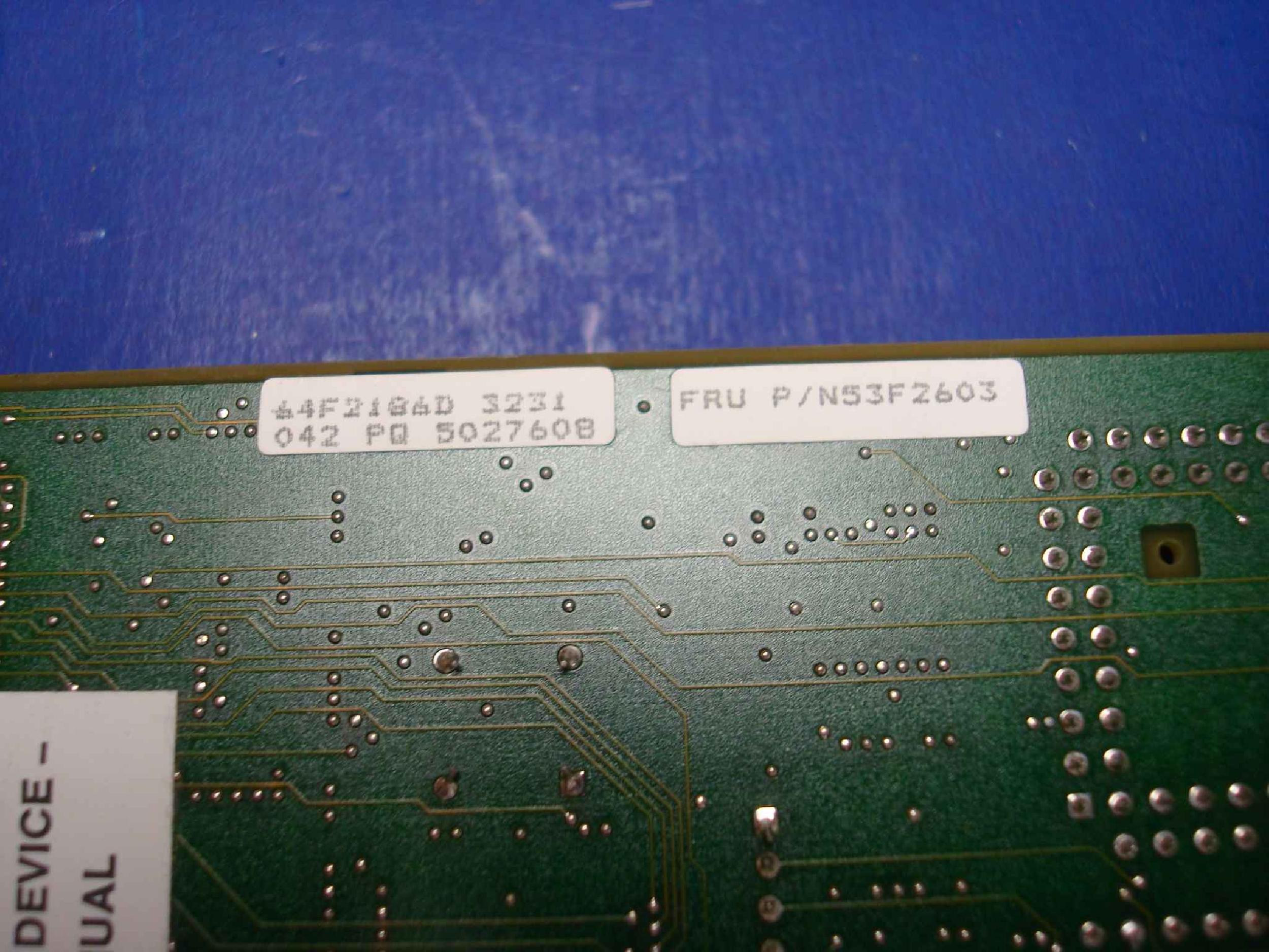 IBM 64F2186 2MB PORTMASTER ADAPTER/A MICROCHANNEL ARTIC CARD WITHOUT BACKPLANE SIMM MODULE 512KX36