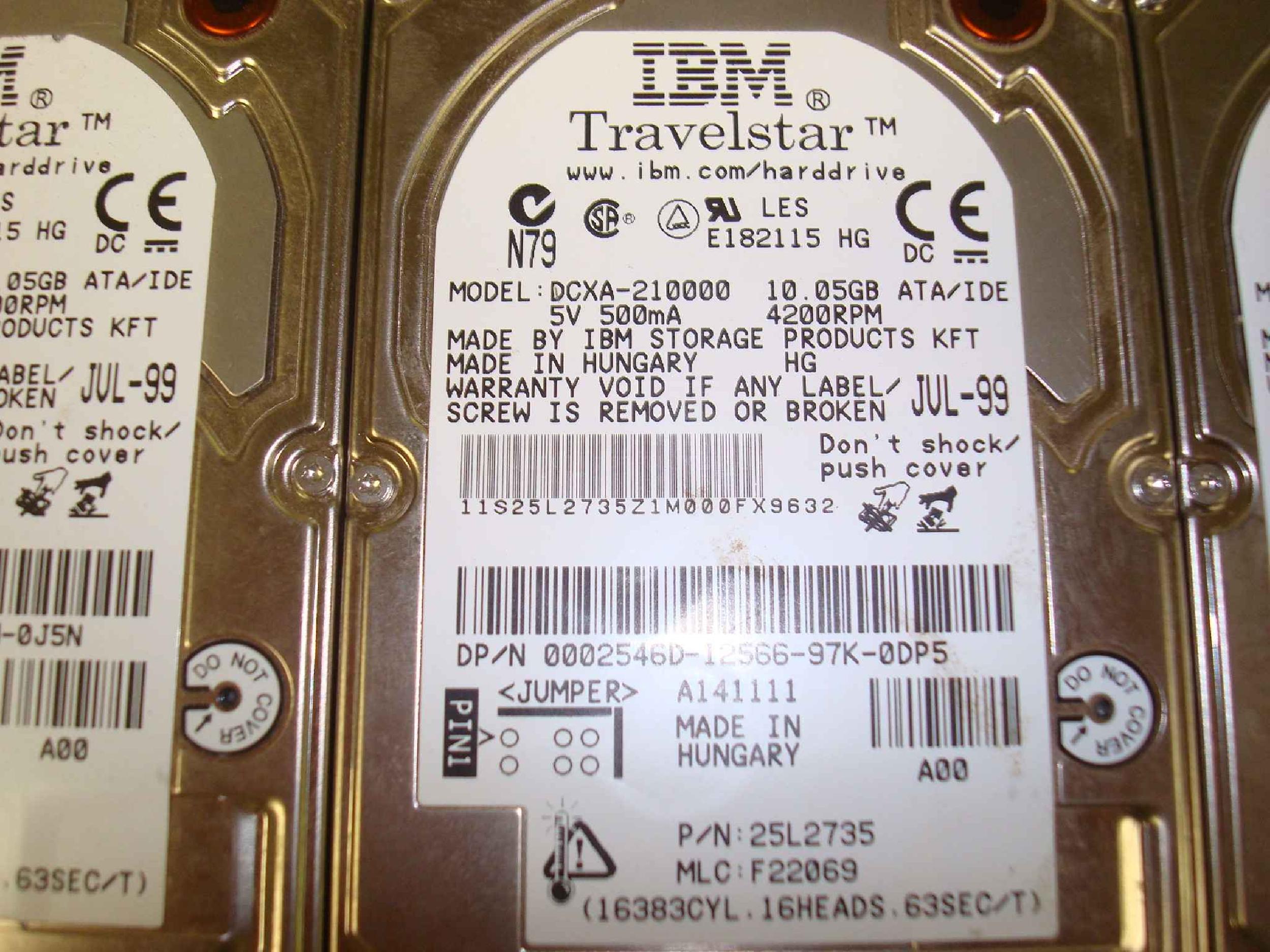IBM 25L2735 10GB 2.5 12MM IDE DRIVE TRAVELSTAR