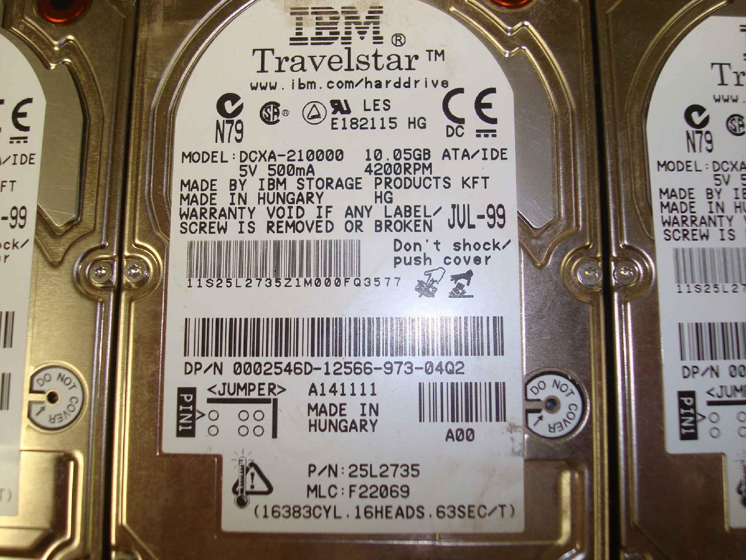 IBM 25L2735 10GB 2.5 12MM IDE DRIVE TRAVELSTAR