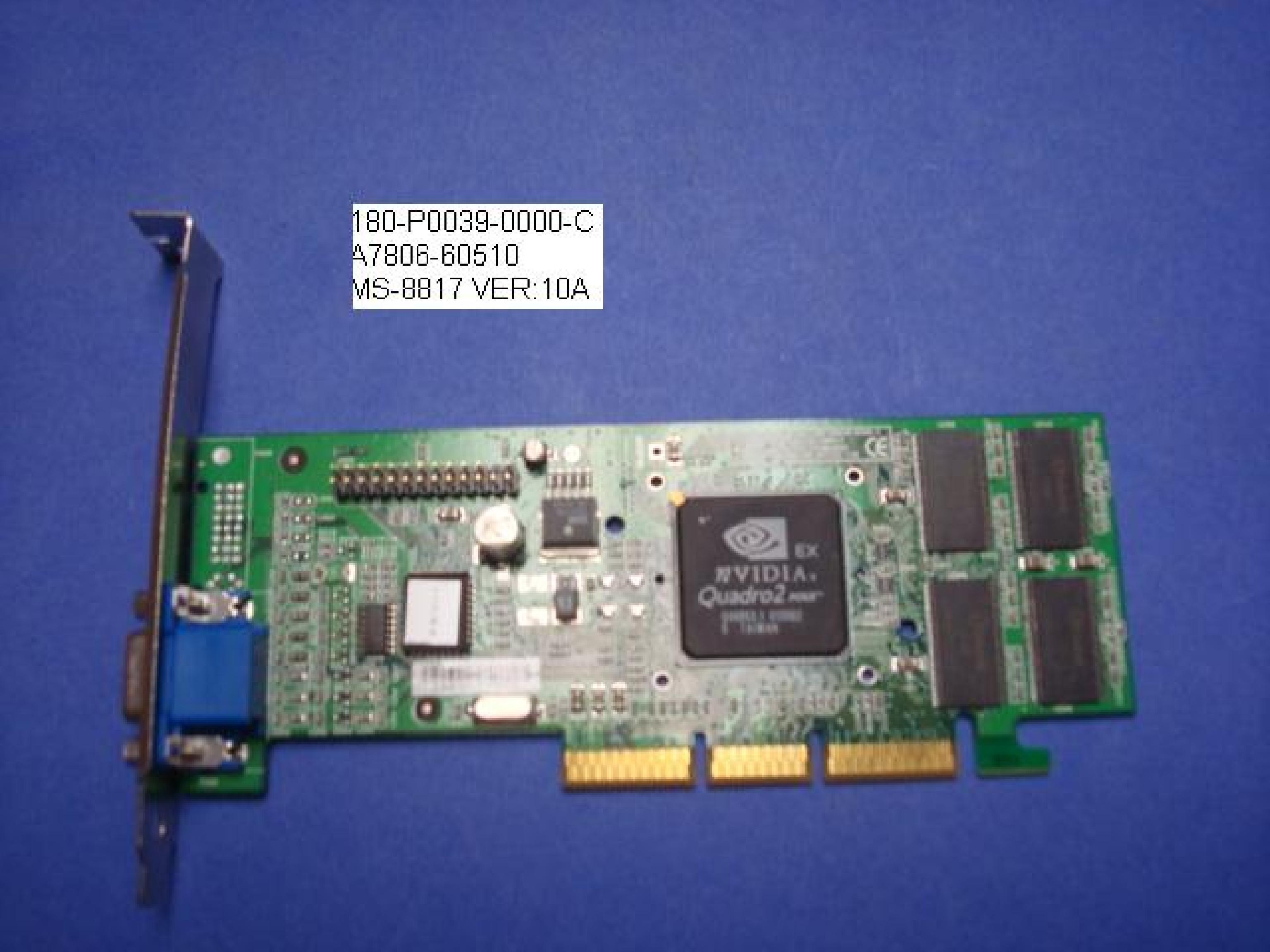 NVIDIA / GATEWAY 2000 N11071 128MB AGP VIDEO CARD DVI 64MB WITH S-VIDEO AND PORTS DMS59 FULL PLATE 32MB QUADRO2MXR G14623.01 QUADRO 2 MXR VGA CONNECTOR GFORCE2MX 200