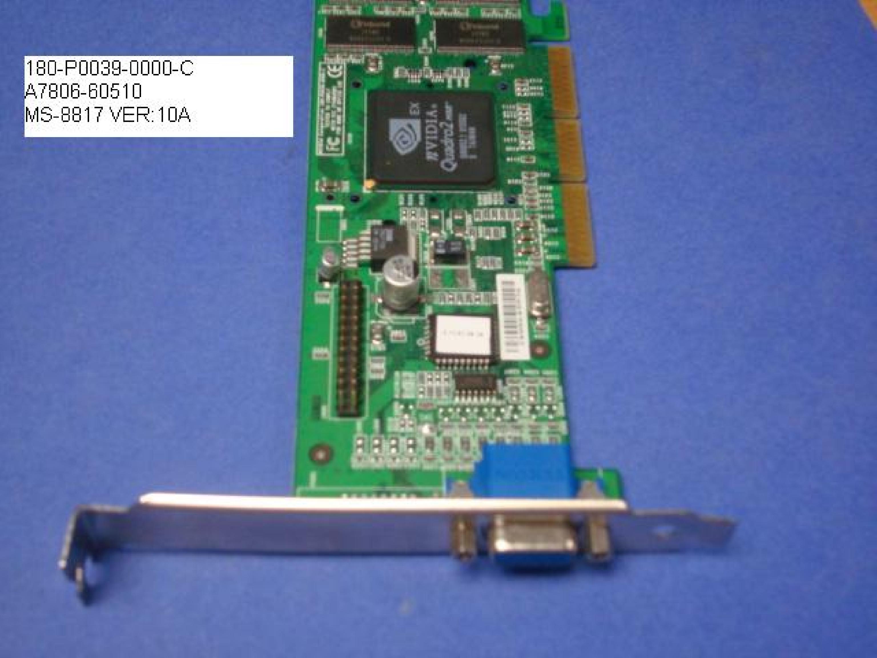 NVIDIA / GATEWAY 2000 N11071 128MB AGP VIDEO CARD DVI 64MB WITH S-VIDEO AND PORTS DMS59 FULL PLATE 32MB QUADRO2MXR G14623.01 QUADRO 2 MXR VGA CONNECTOR GFORCE2MX 200