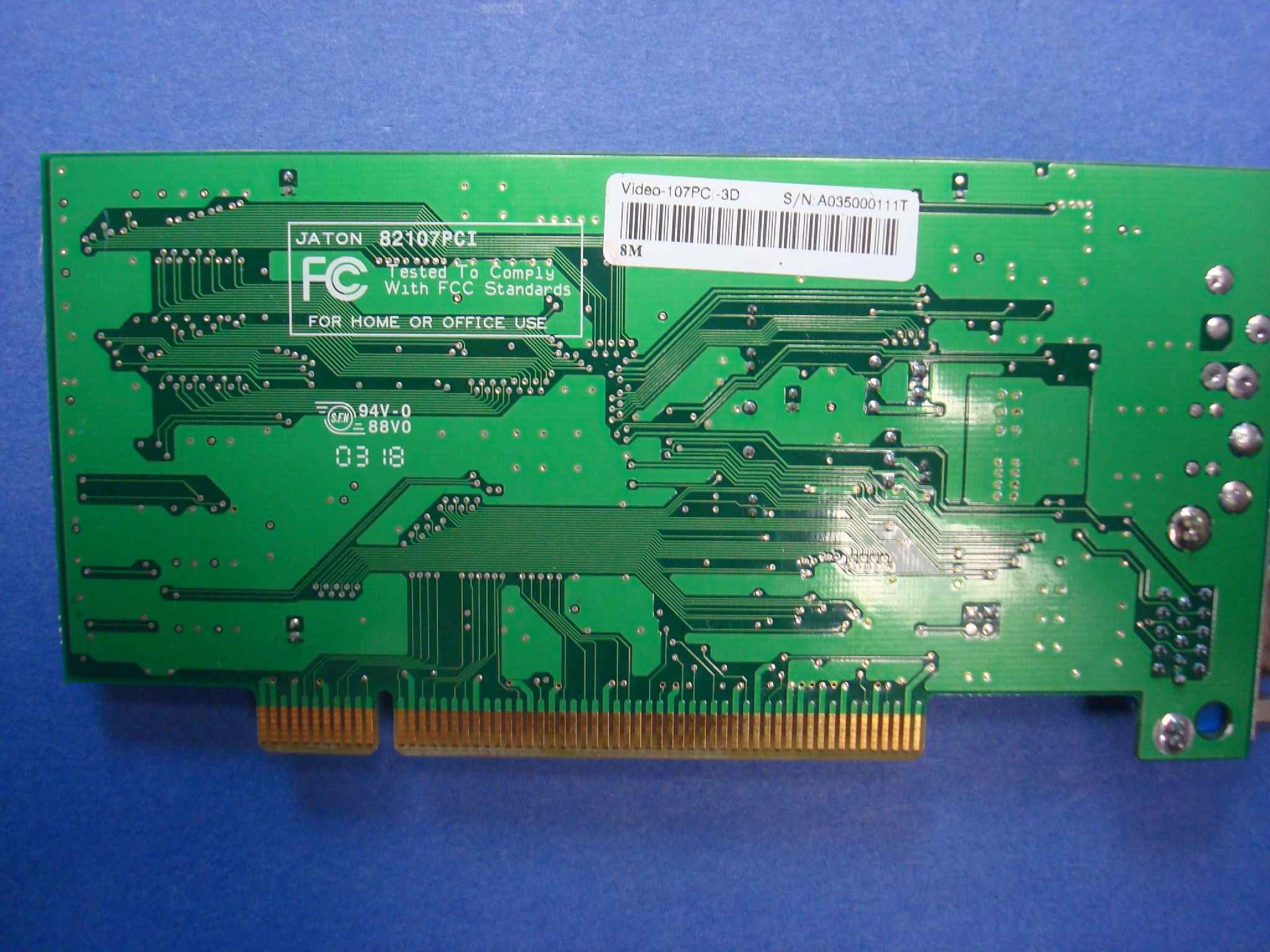 JATON 82107P/V2 8MB PCI VIDEO CARD WITH VGA OUTPUT