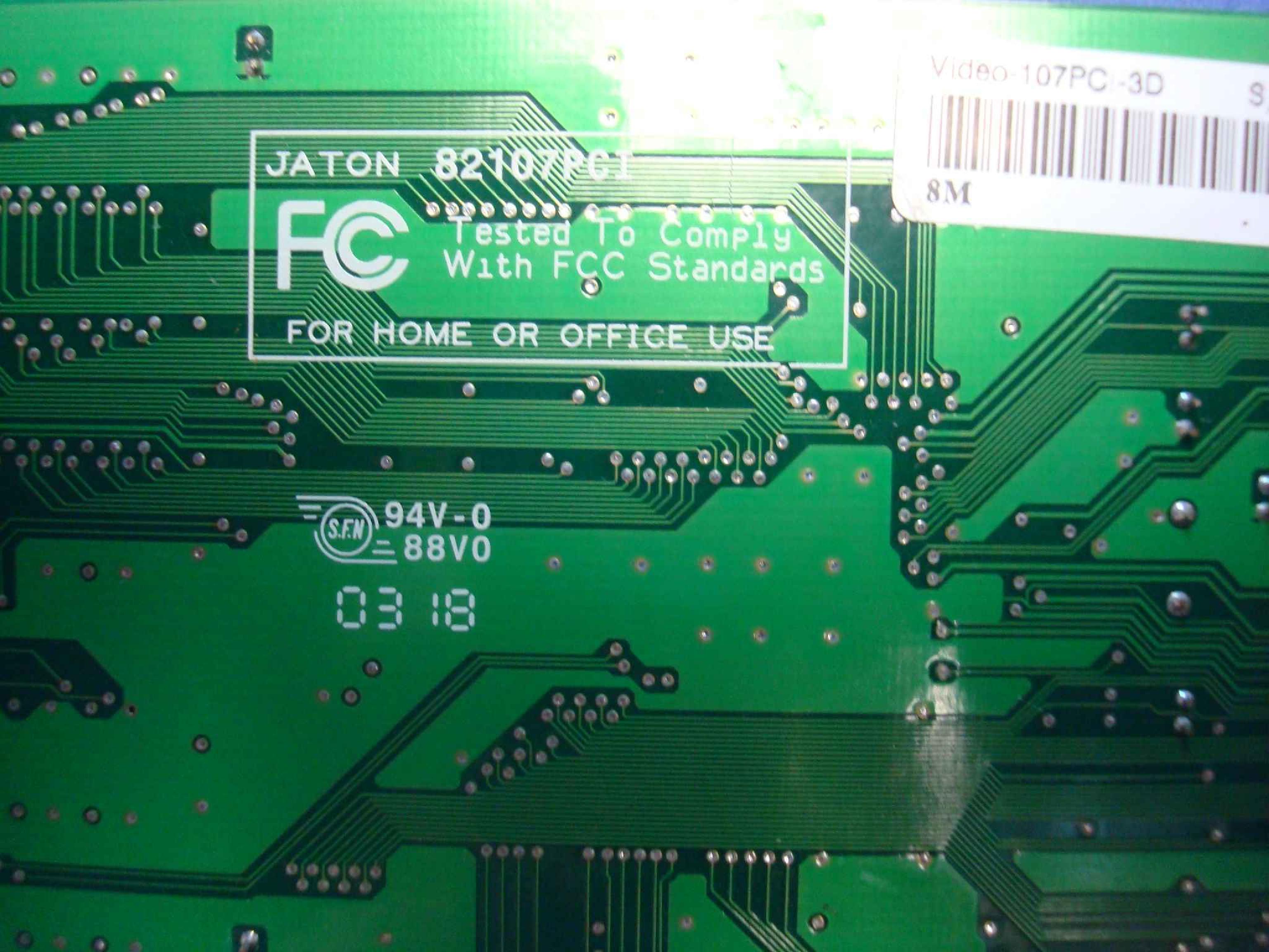 JATON 82107P/V2 8MB PCI VIDEO CARD WITH VGA OUTPUT