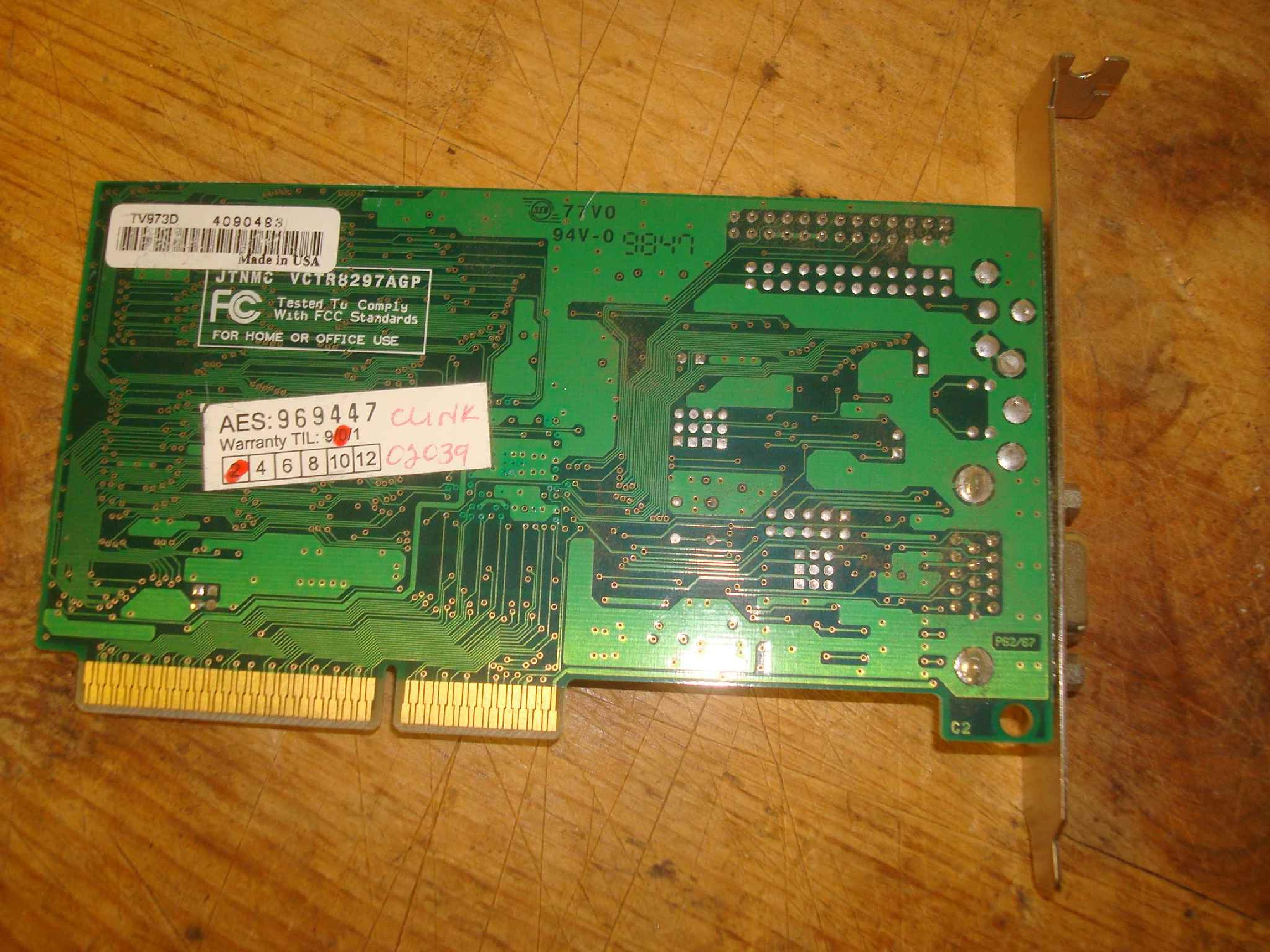 TRIDENT MICROSYSTEMS TV973D 4MB AGP VIDEO CARD WITH VGA OUTPUT