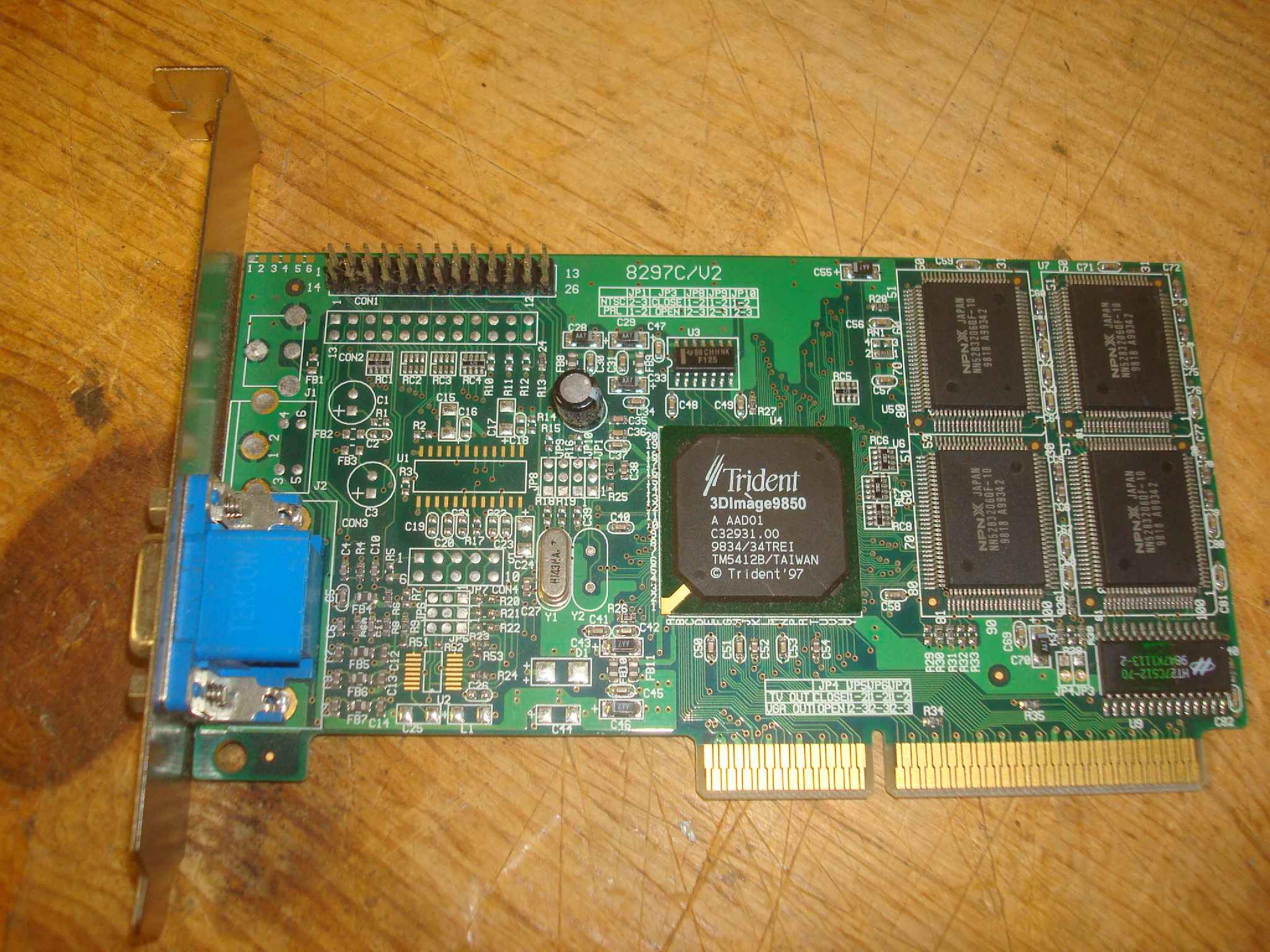 TRIDENT MICROSYSTEMS TV973D 4MB AGP VIDEO CARD WITH VGA OUTPUT