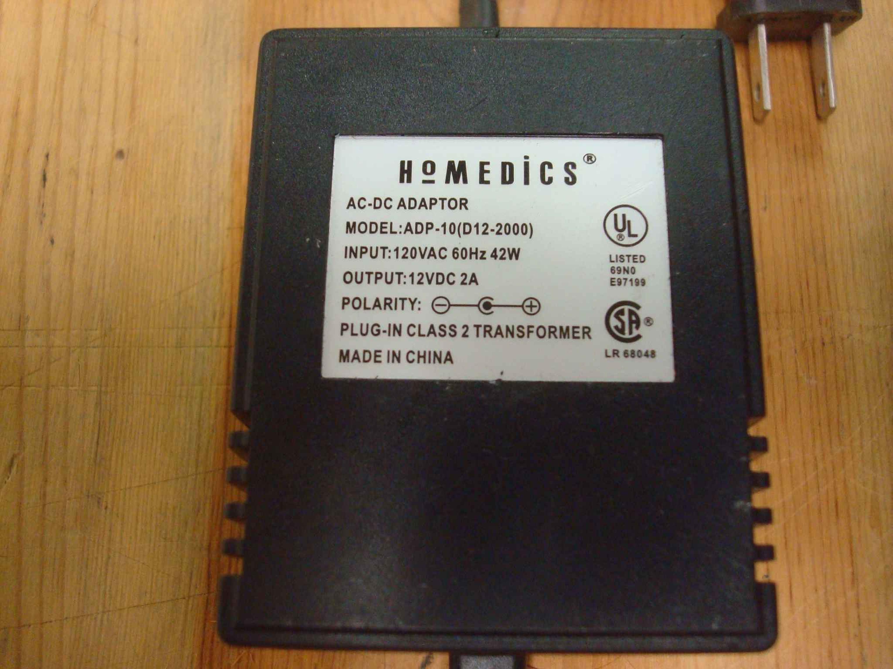 HOMEDICS ADP-10-CLONE 12V DC 2A AC ADAPTER