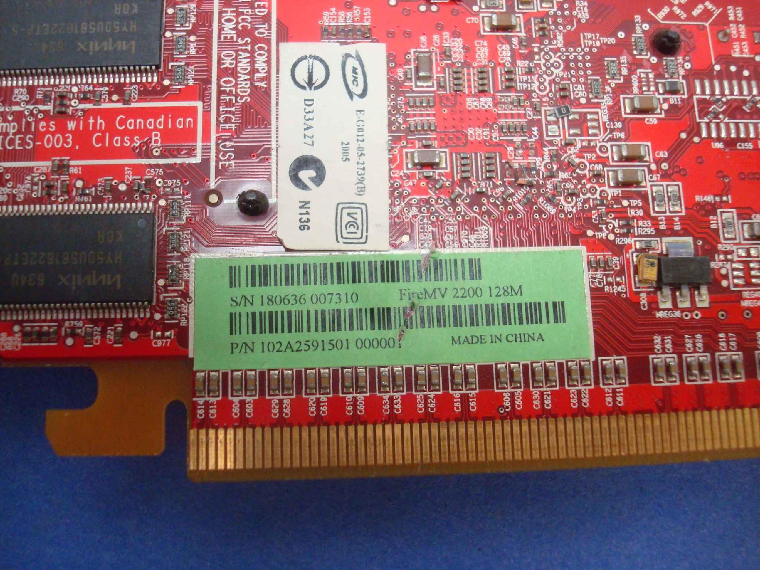 ATI 102A2591501 FIRE MV2200 128MB PCI-E VIDEO CARD WITH DMS-59 PORT