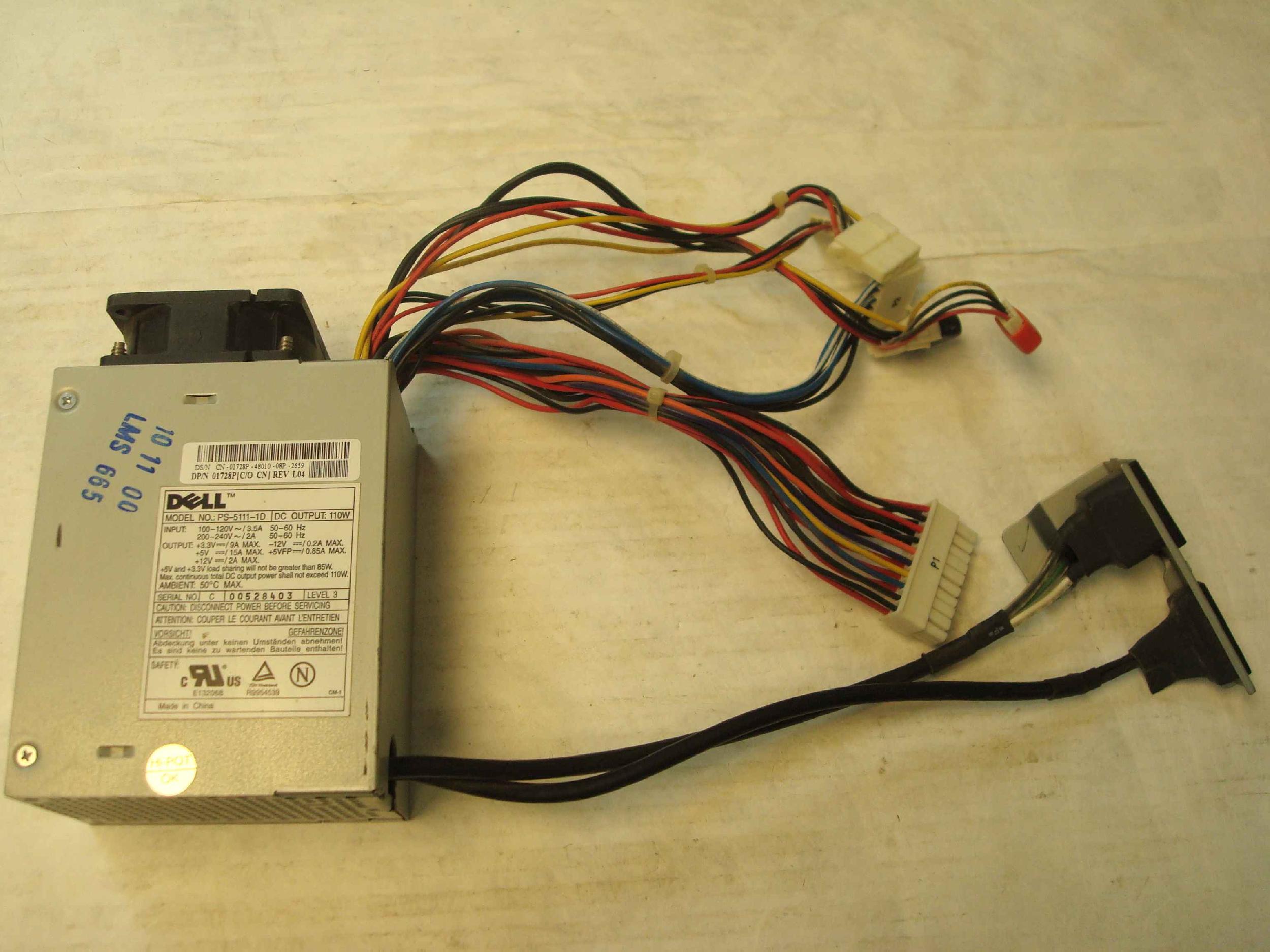 DELL 1728P 85 WATT POWER SUPPLY 110W ATX WITH REMOTE POWER/SWITCH
