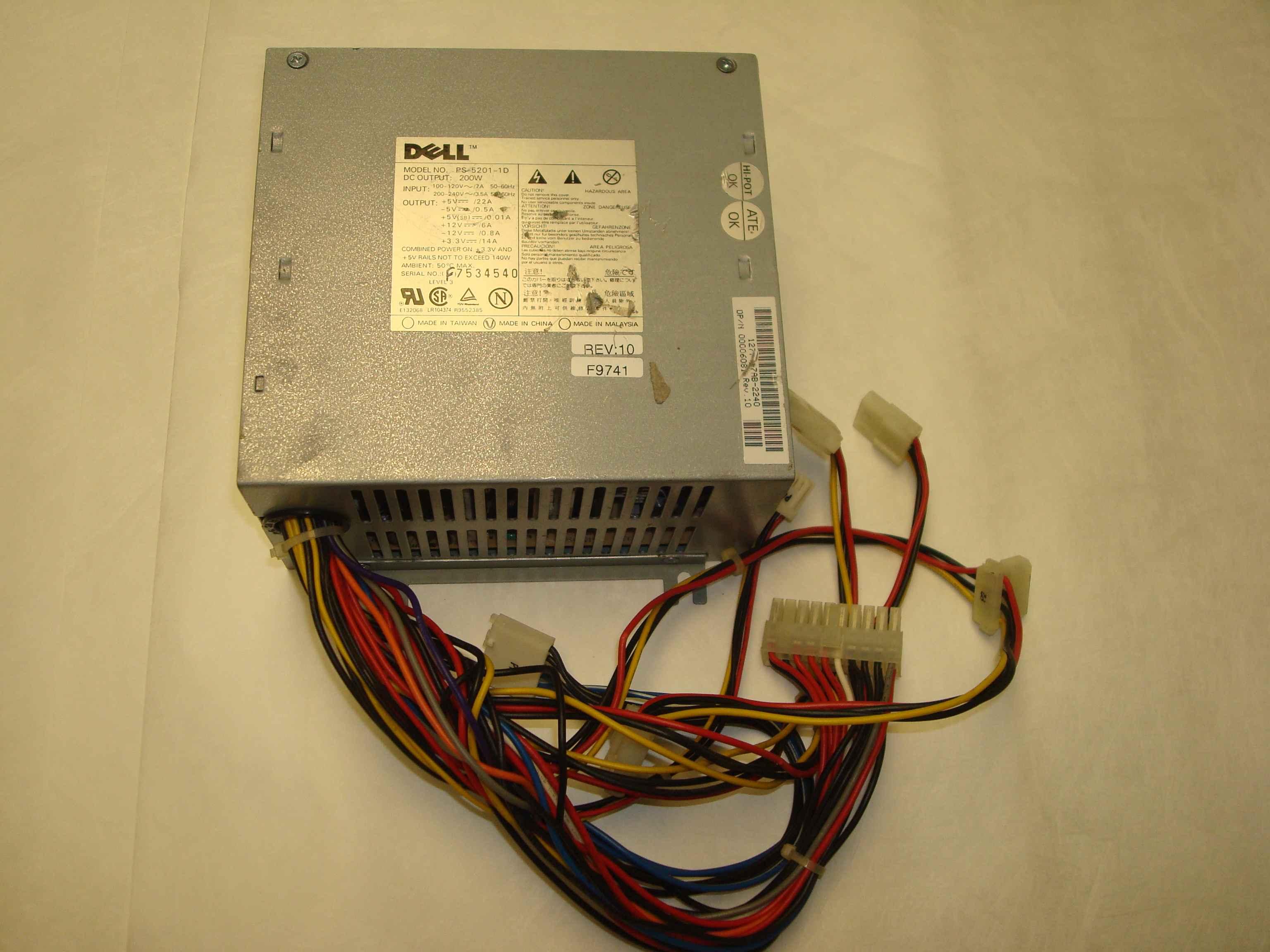 LITEON / DELL PS-5201-1D 200 WATT ATX POWER SUPPLY 200W 20 PIN