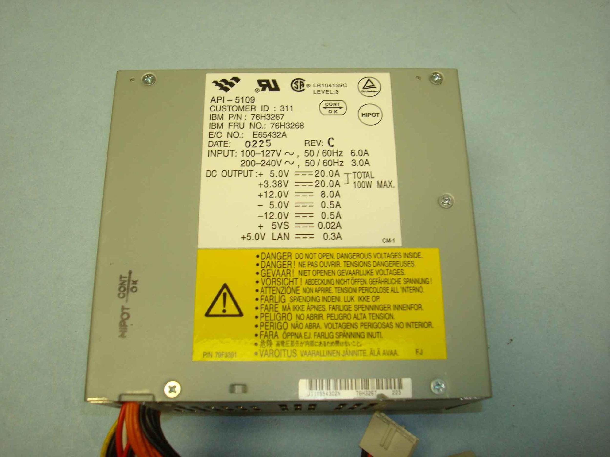 IBM 76H3267 POWER SUPPLY AT 200 WATT