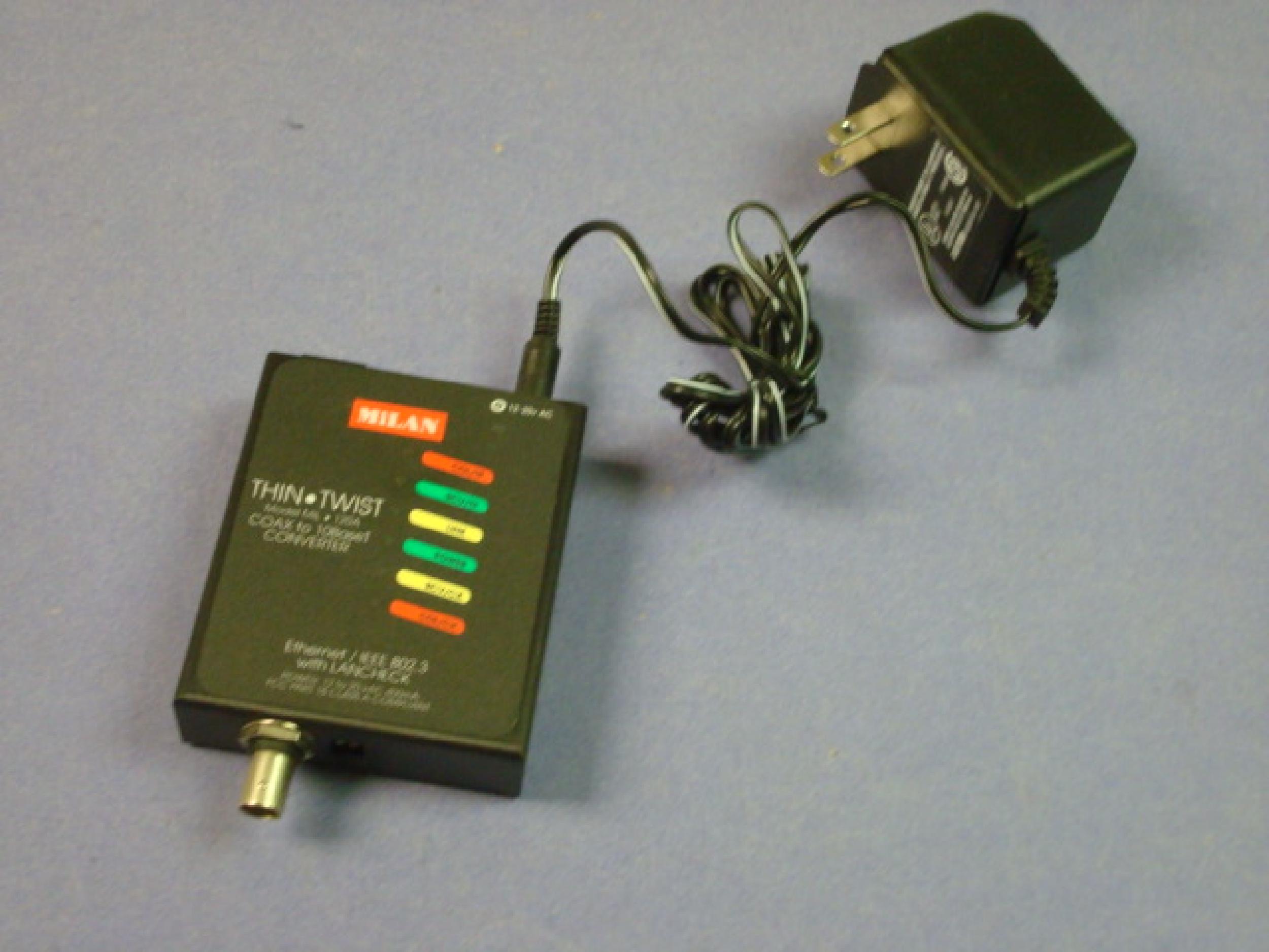 DIGI INTERNATIONAL MIL-120A TRANSCEIVER THIN TWIST WITH LANCHECK COAX/10BASET WITH POWER SUPPLY 10BT 10B2