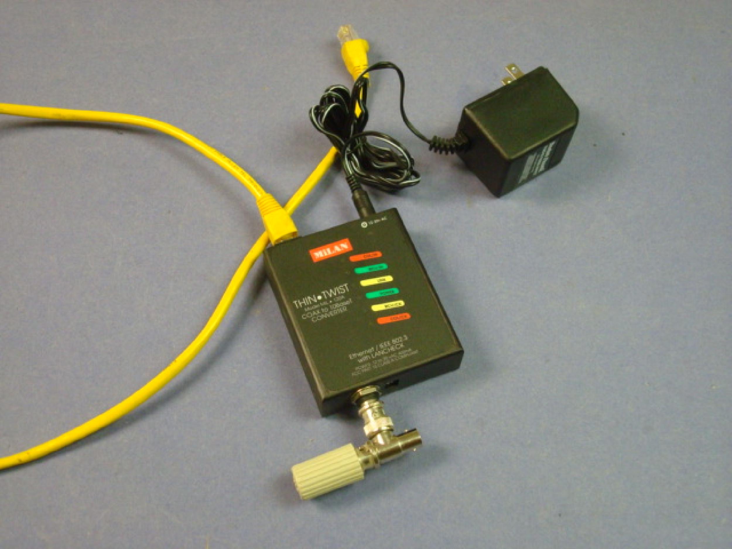 DIGI INTERNATIONAL MIL-120A TRANSCEIVER THIN TWIST WITH LANCHECK COAX/10BASET WITH POWER SUPPLY 10BT 10B2