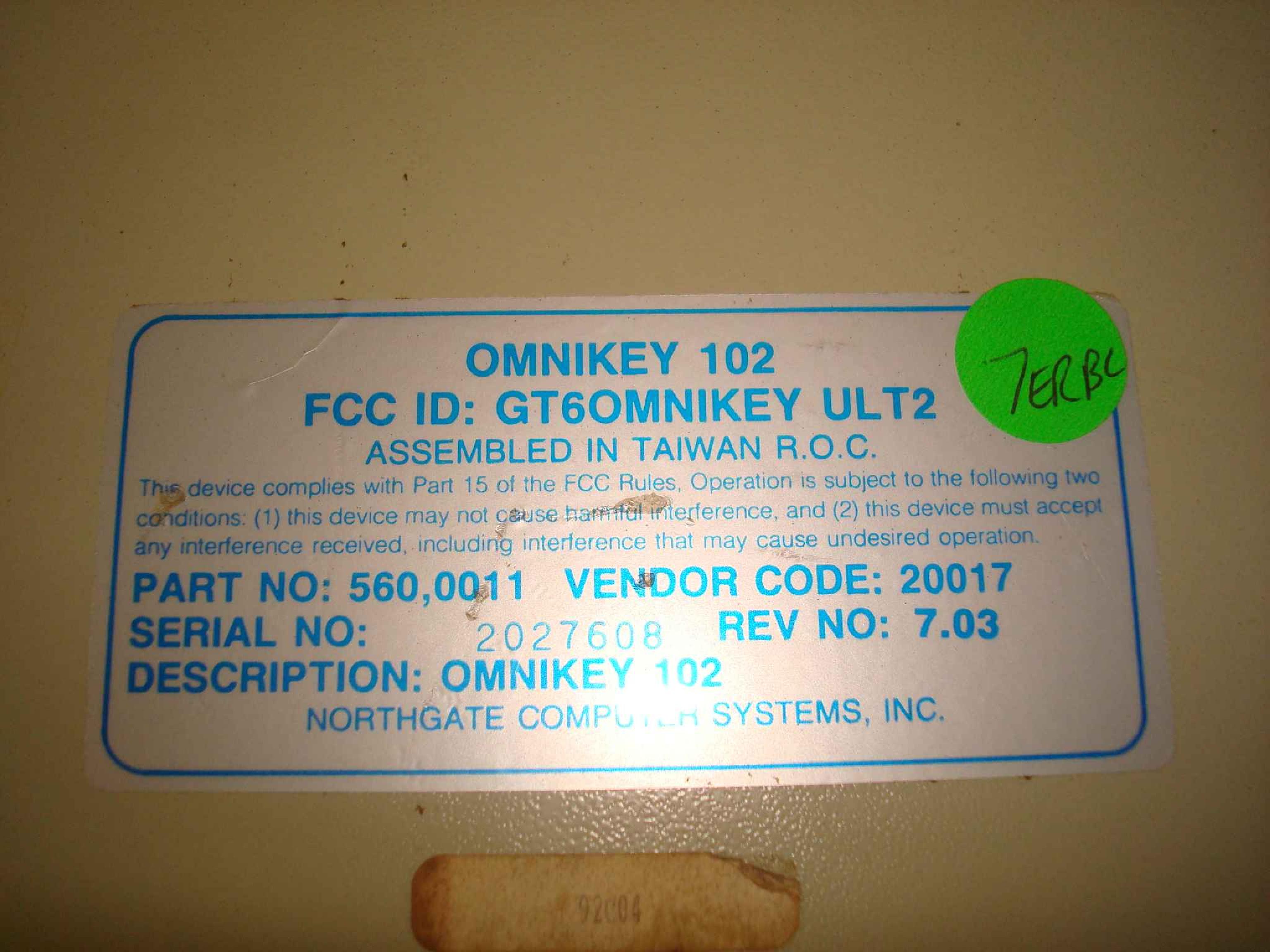 OMNIKEY GT6OMNIKEY ULT2 102 PS/2 STYLE CONNECTOR ON BACK 560,0011