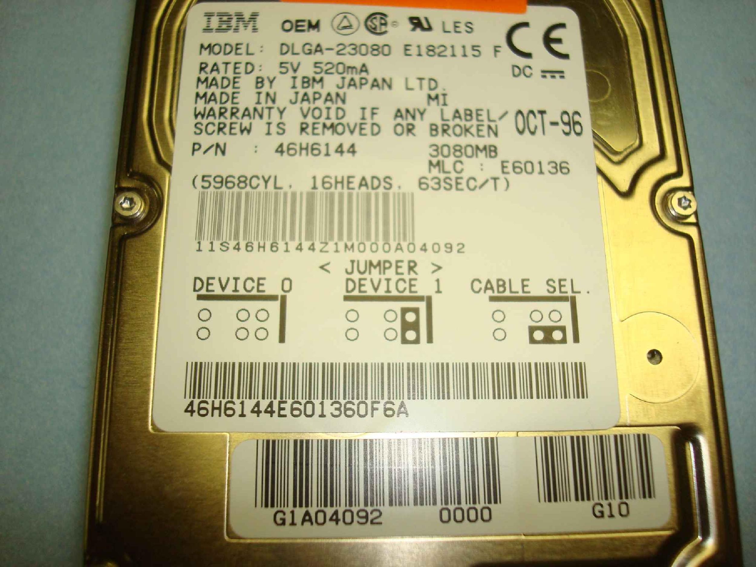 IBM DLGA-23080 3GB 3.5 INCH HARD DRIVE - HP SERVICE SPARE 2.5