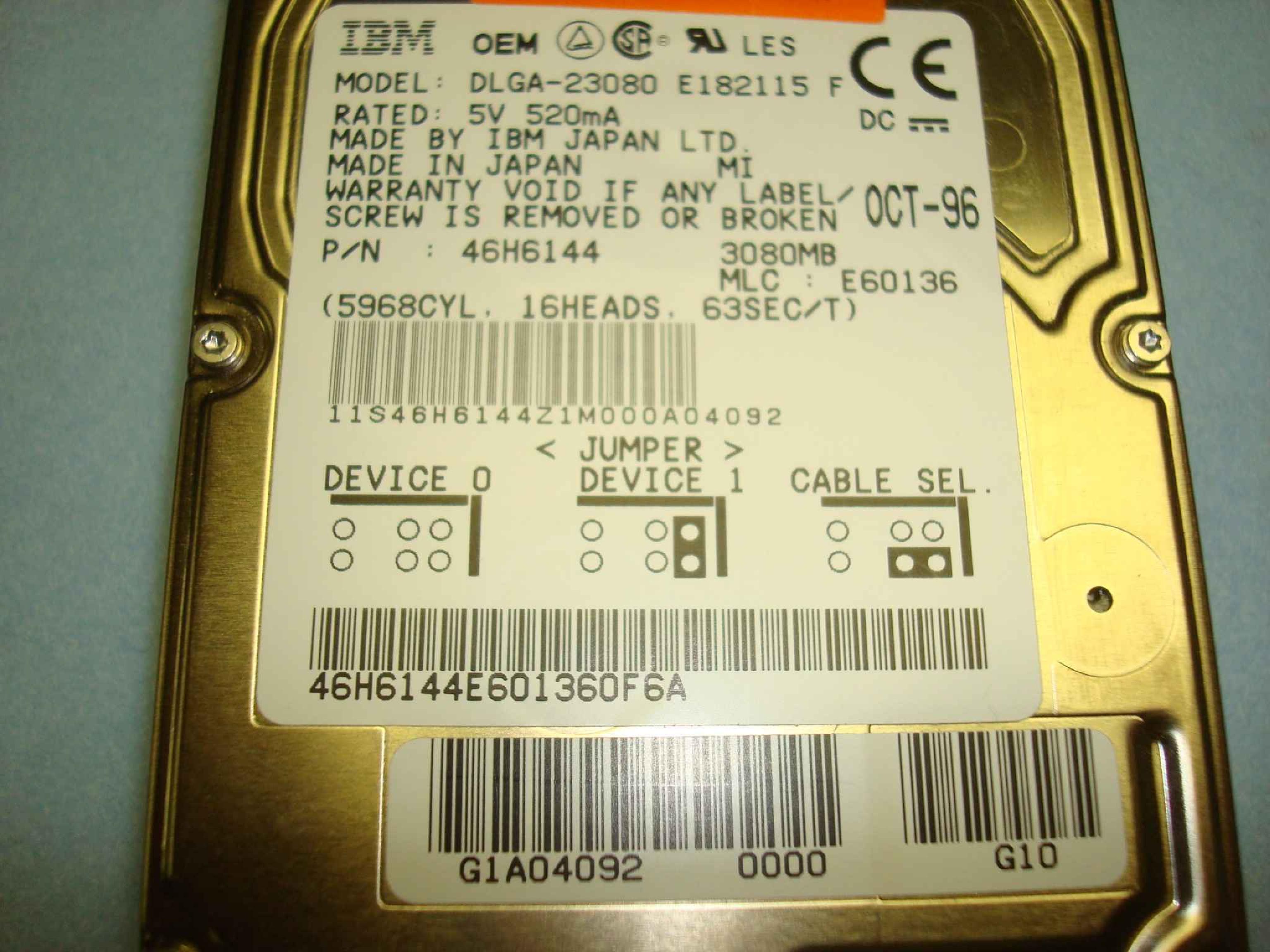 IBM 46H6144 3GB 3.5 INCH HARD DRIVE - HP SERVICE SPARE