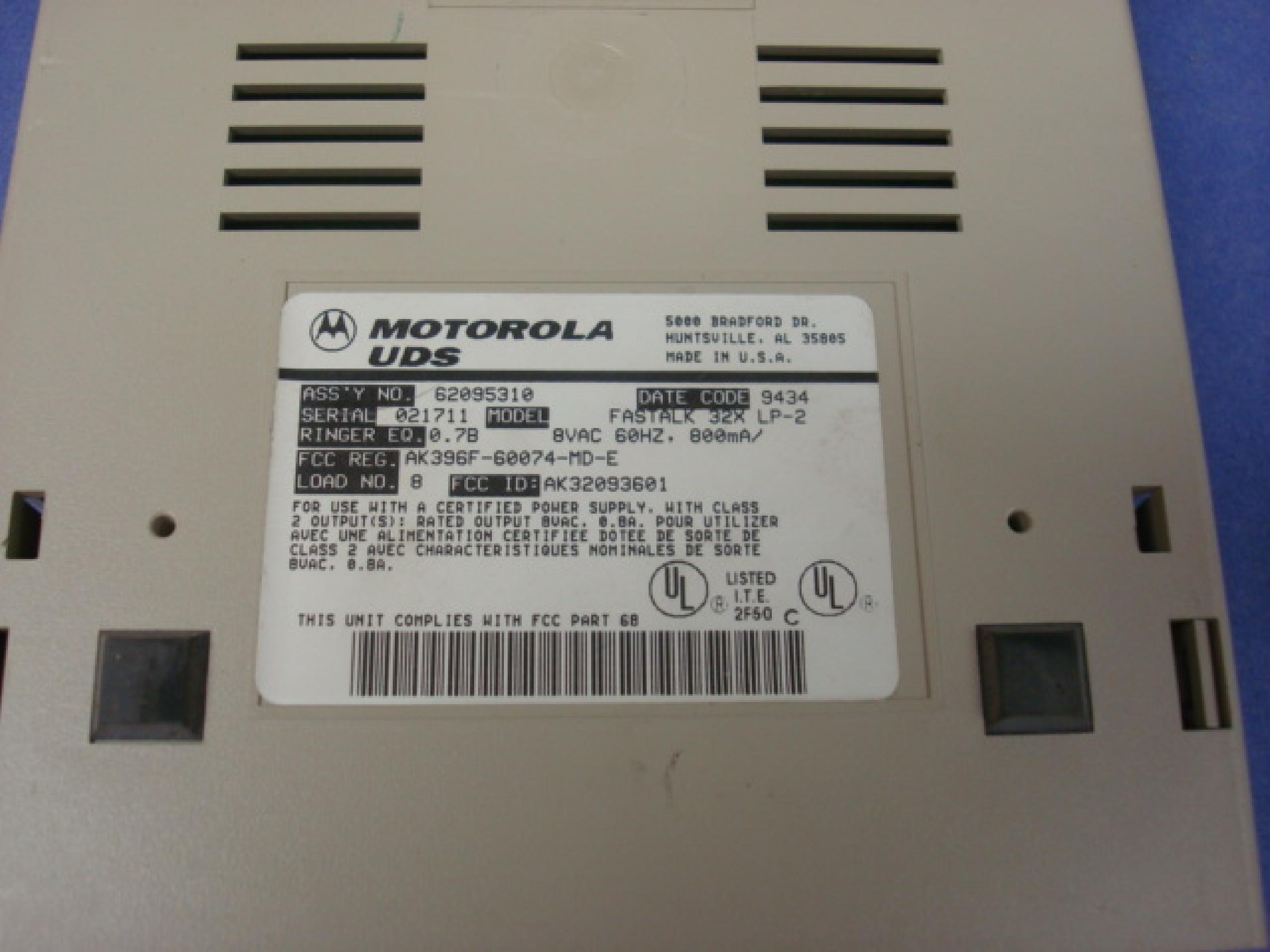 UNIVERSAL DATA SYSTEMS 62095310 MOTOROLA FASTALK 32X LP-2