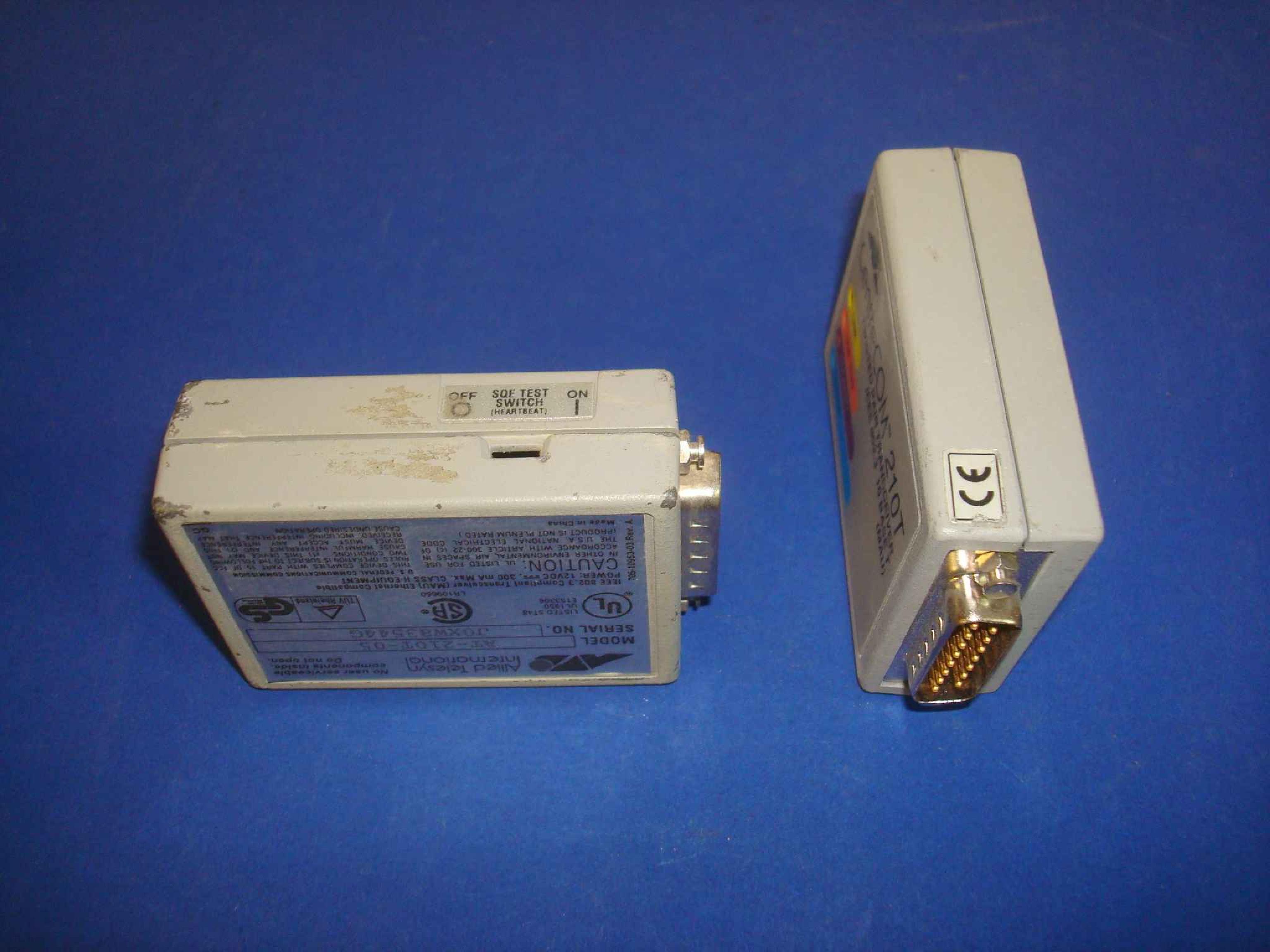 ALLIED TELESYSTEMS AT-210T-05 TWISTED PAIR TRANSCEIVER RJ45, 10BT TO AUI 10B5