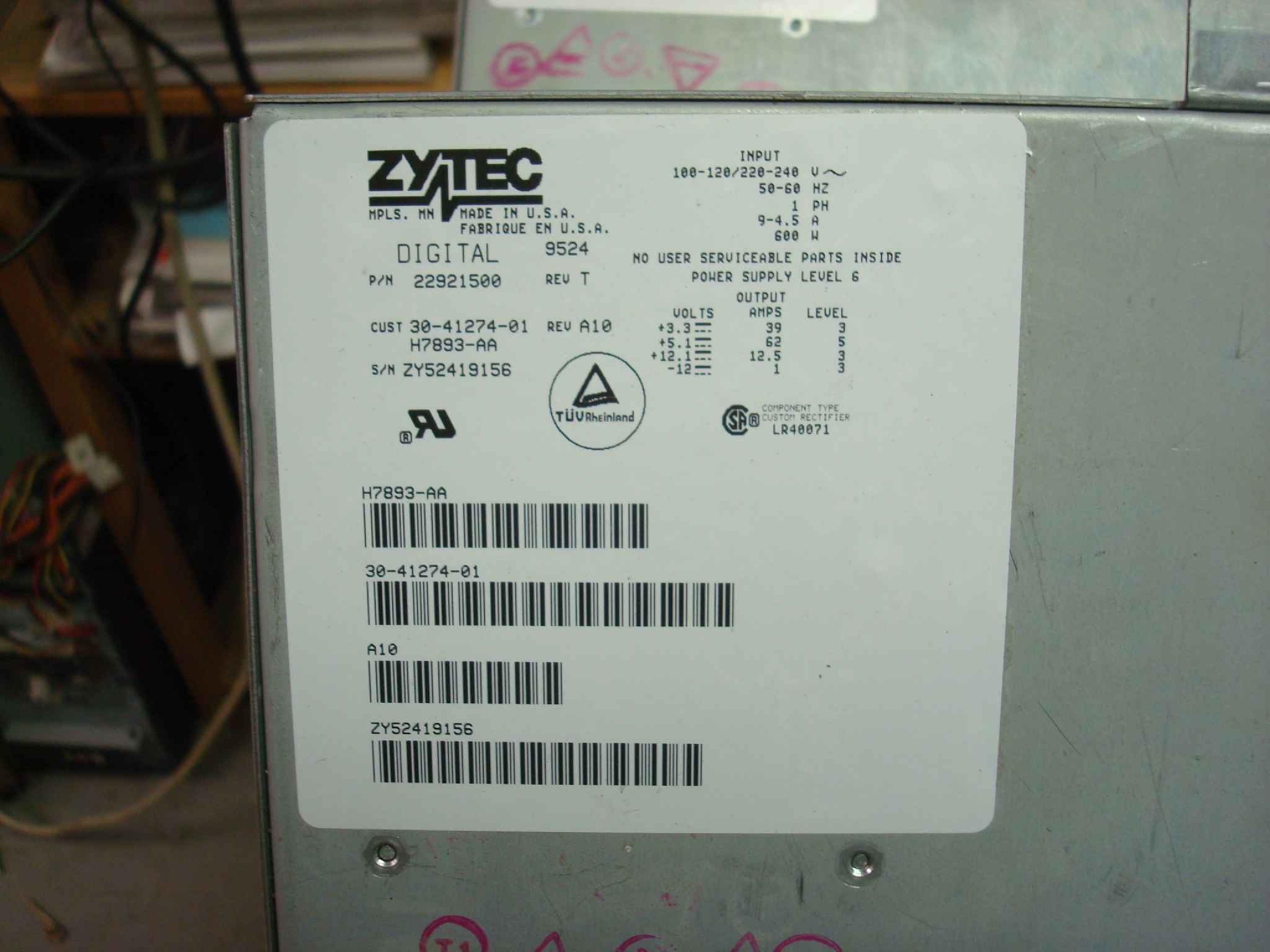 ZYTEC 30-41274-01 600W POWER SUPPLY