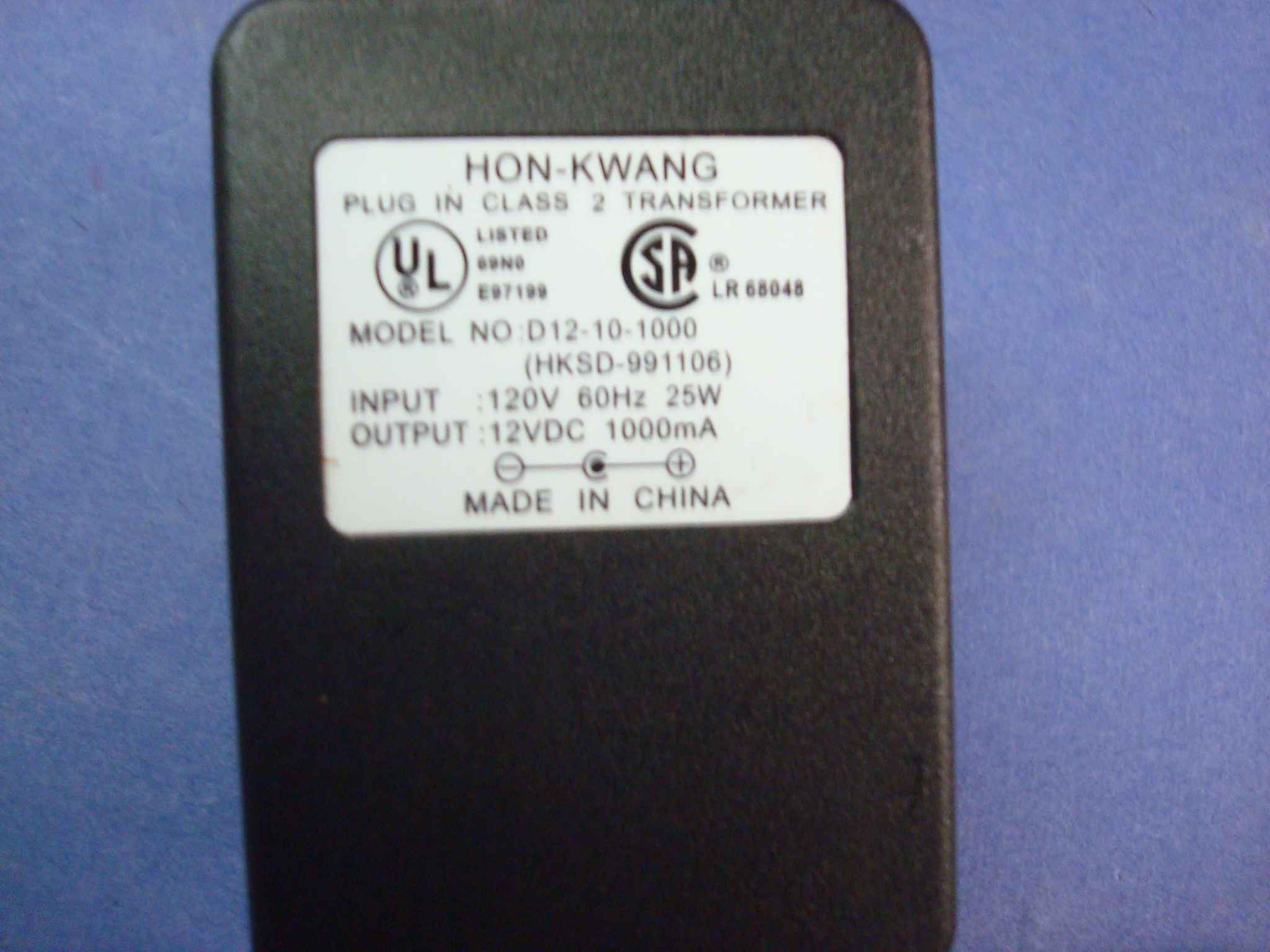 HON KWANG HKSD-991106 AC ADAPTER 12V DC 1000MA