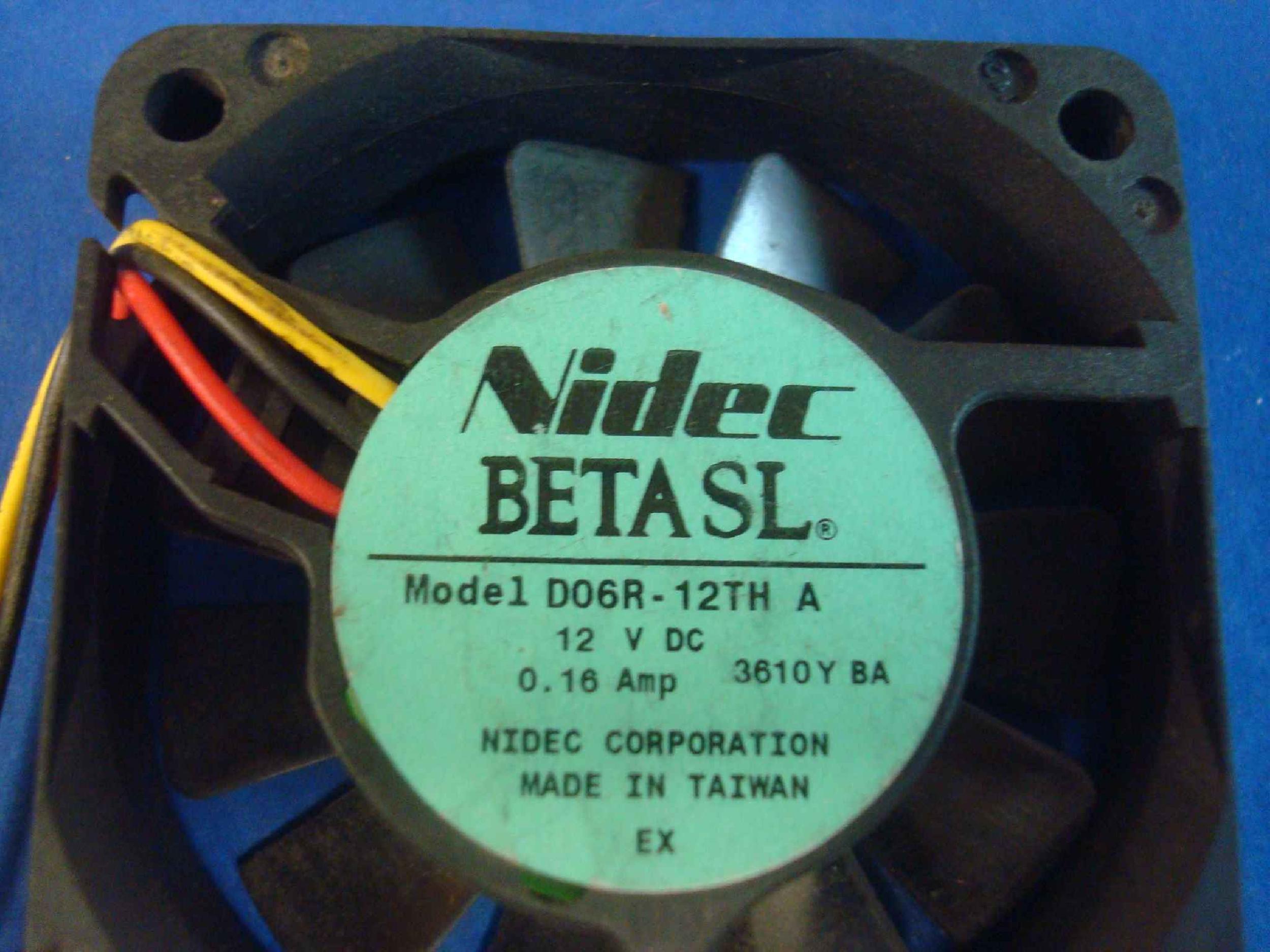 NIDEC D06R-12THA CLONE FAN 12V DC 60MM BY 15MM TWO WIRES, 6 INCH CABLE WITH CONNECTOR