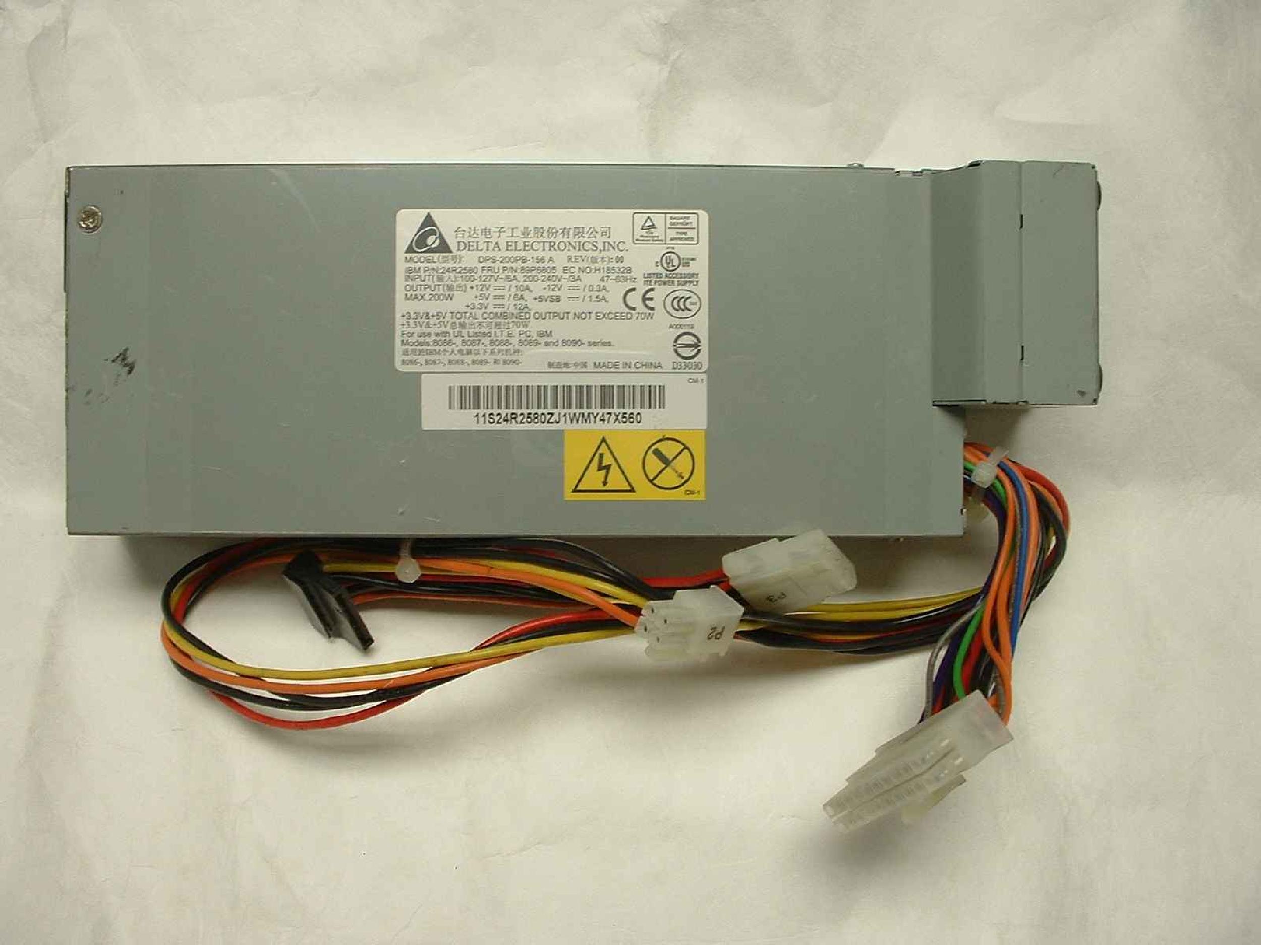 DELTA ELECTRONICS H18532B 200 WATT ATX POWER SUPPLY FOR IBM 8086,8087,8088,8089,8090 SERIES