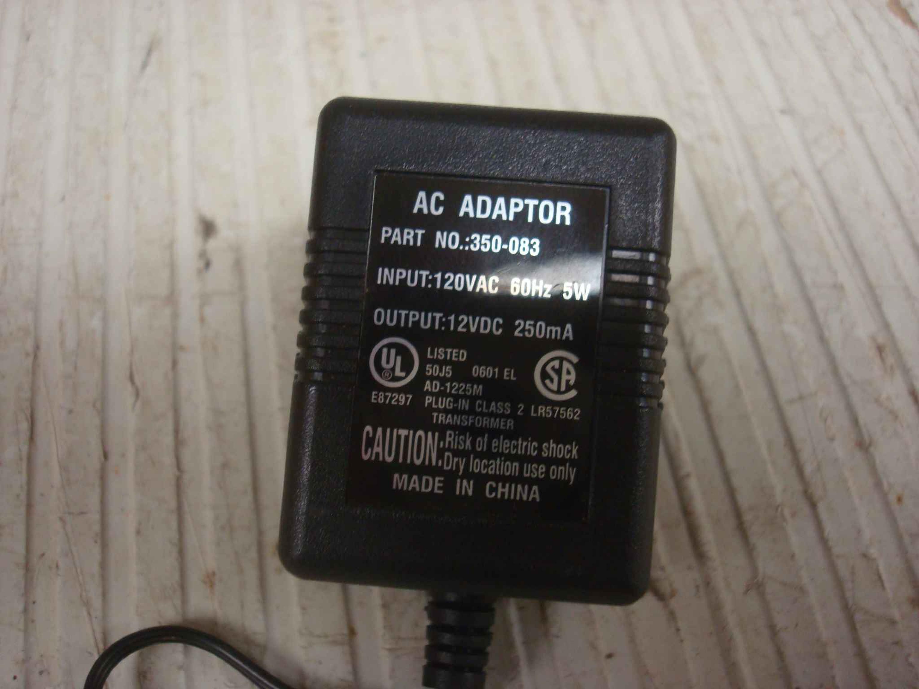 CHINA 350-083 CLONE AC ADAPTER 12V DC 250MA EQUIVALENT PART IN STOCK